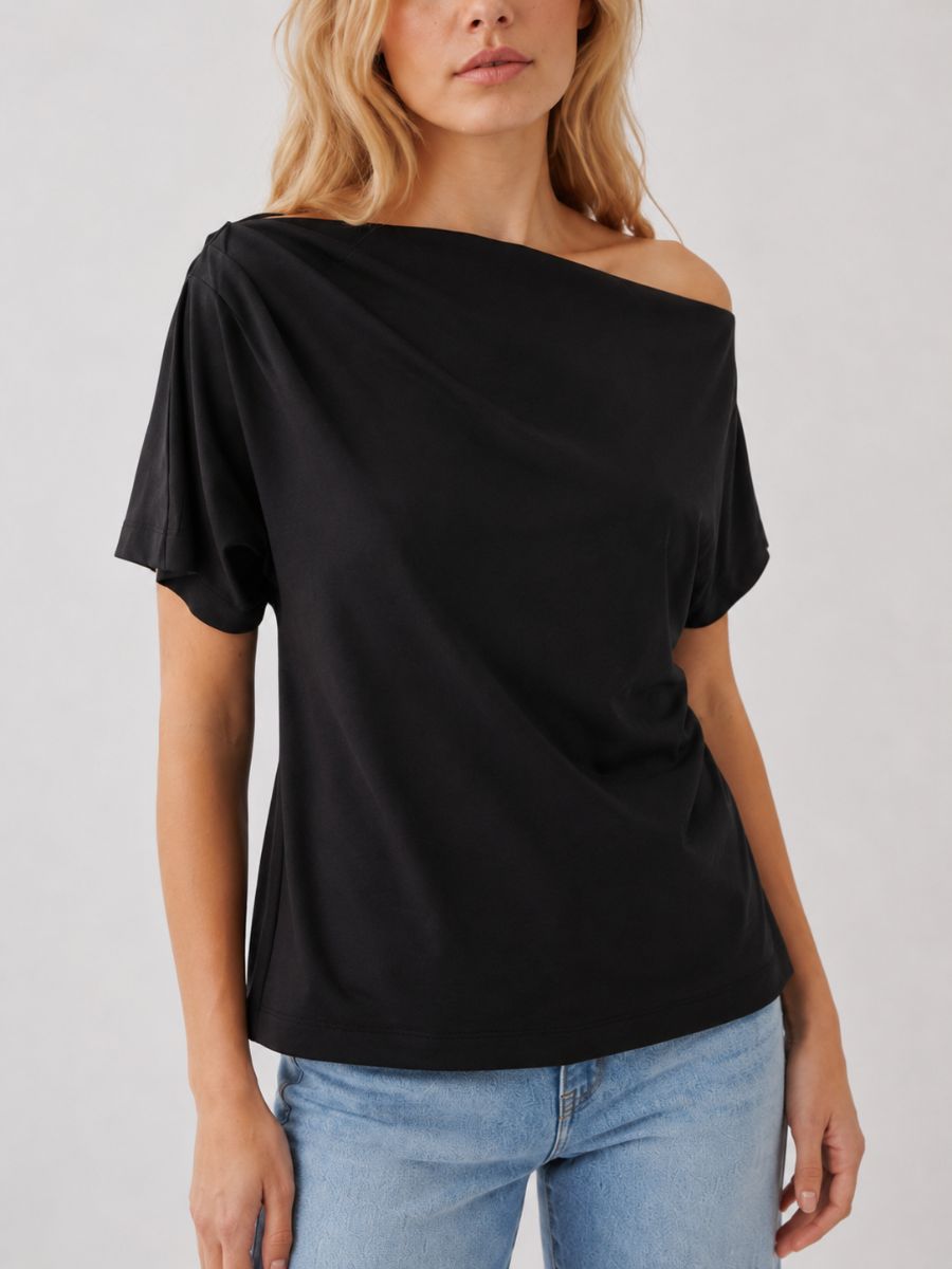 FORM STUDIO Lunar Asymmetrical Off-the-Shoulder Top