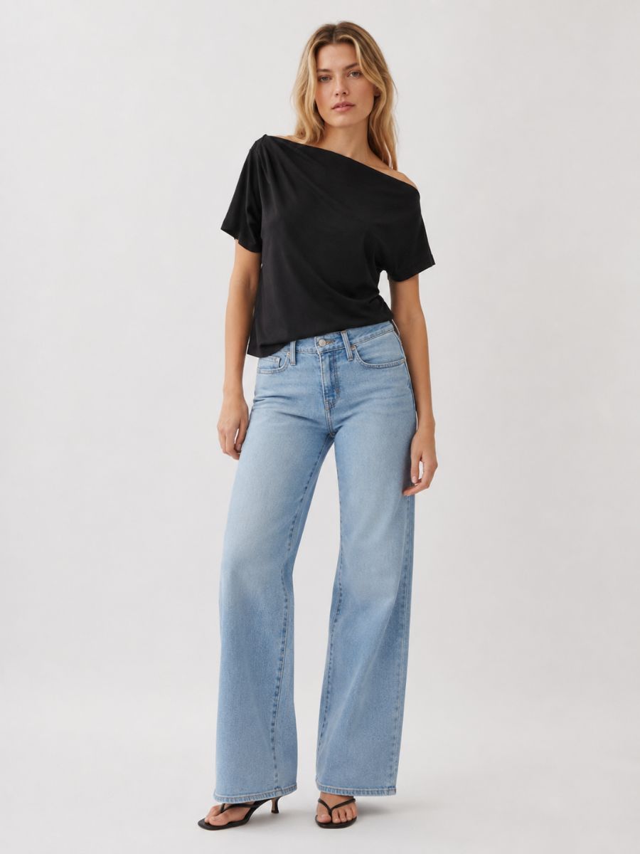 FORM STUDIO Lunar Asymmetrical Off-the-Shoulder Top