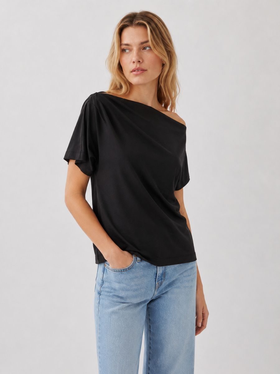 FORM STUDIO Lunar Asymmetrical Off-the-Shoulder Top