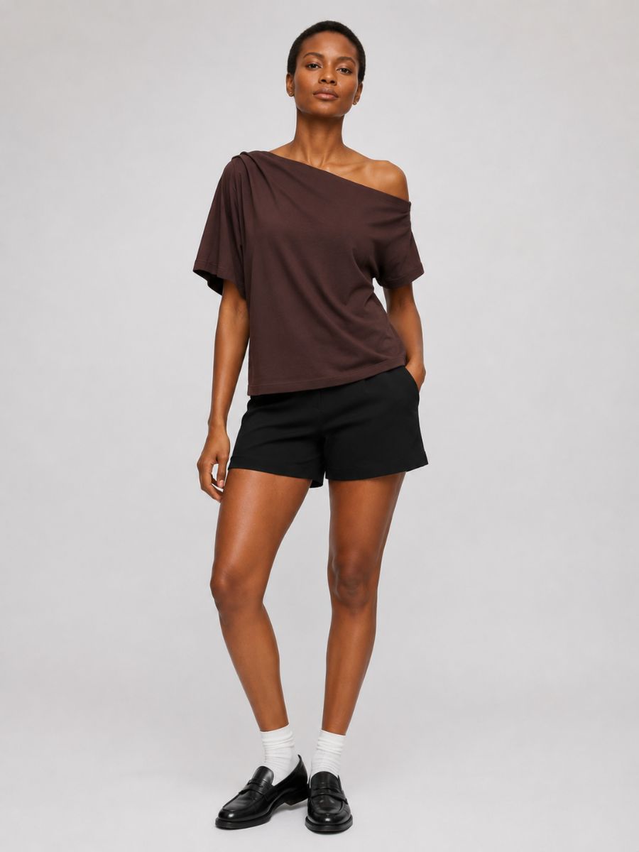 FORM STUDIO Lunar Asymmetrical Off-the-Shoulder Top