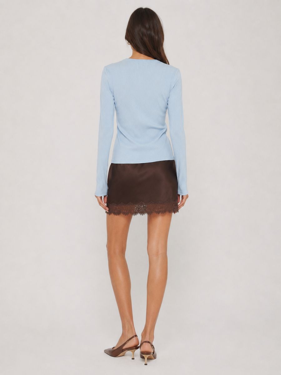 Maisie Pointelle Button Long Sleeve Knit Top