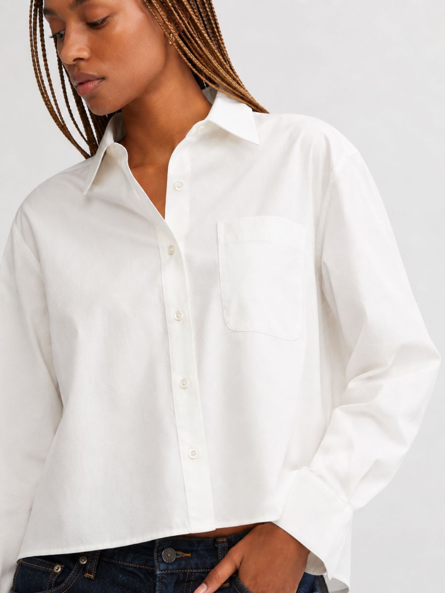 Erin Boxy Oxford Long Sleeve Blouse