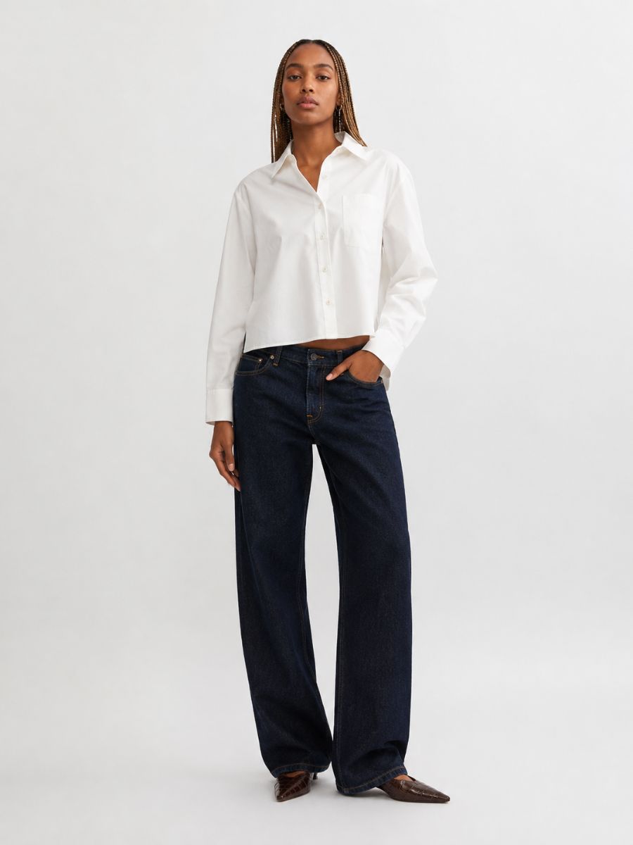 Erin Boxy Oxford Long Sleeve Blouse