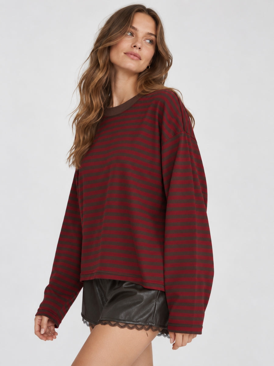 Leon Boxy Stripe Knit Top