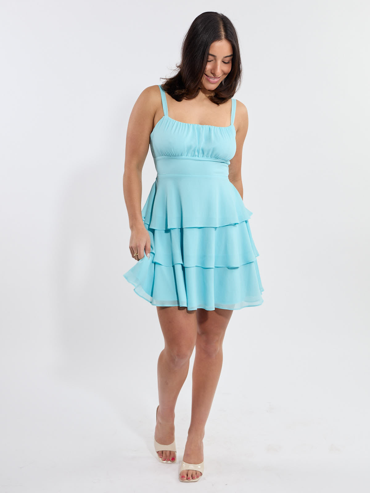 Jamie Solid Chiffon Mini Dress