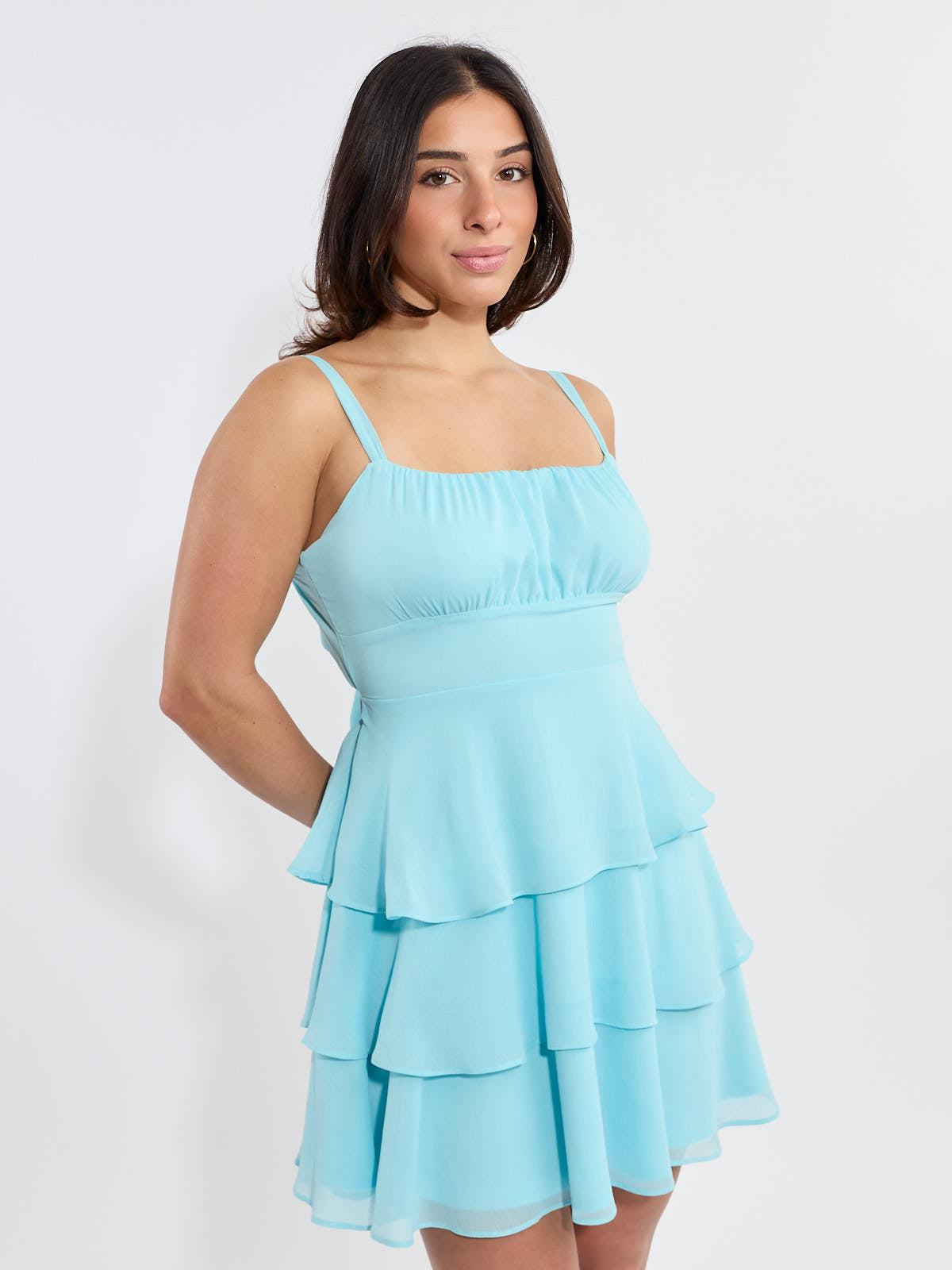 Jamie Solid Chiffon Mini Dress