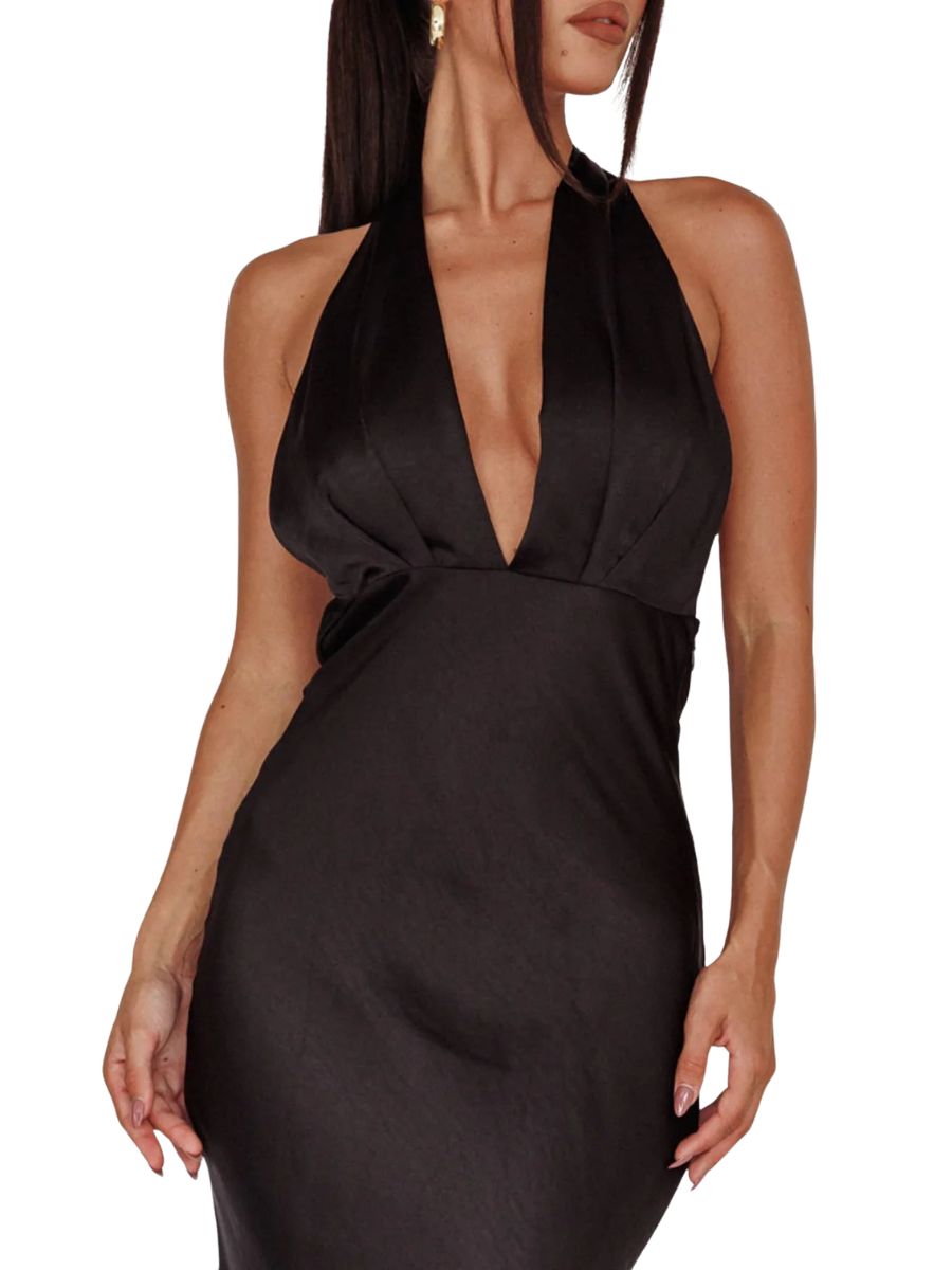 Valerie Satin Halter Dress