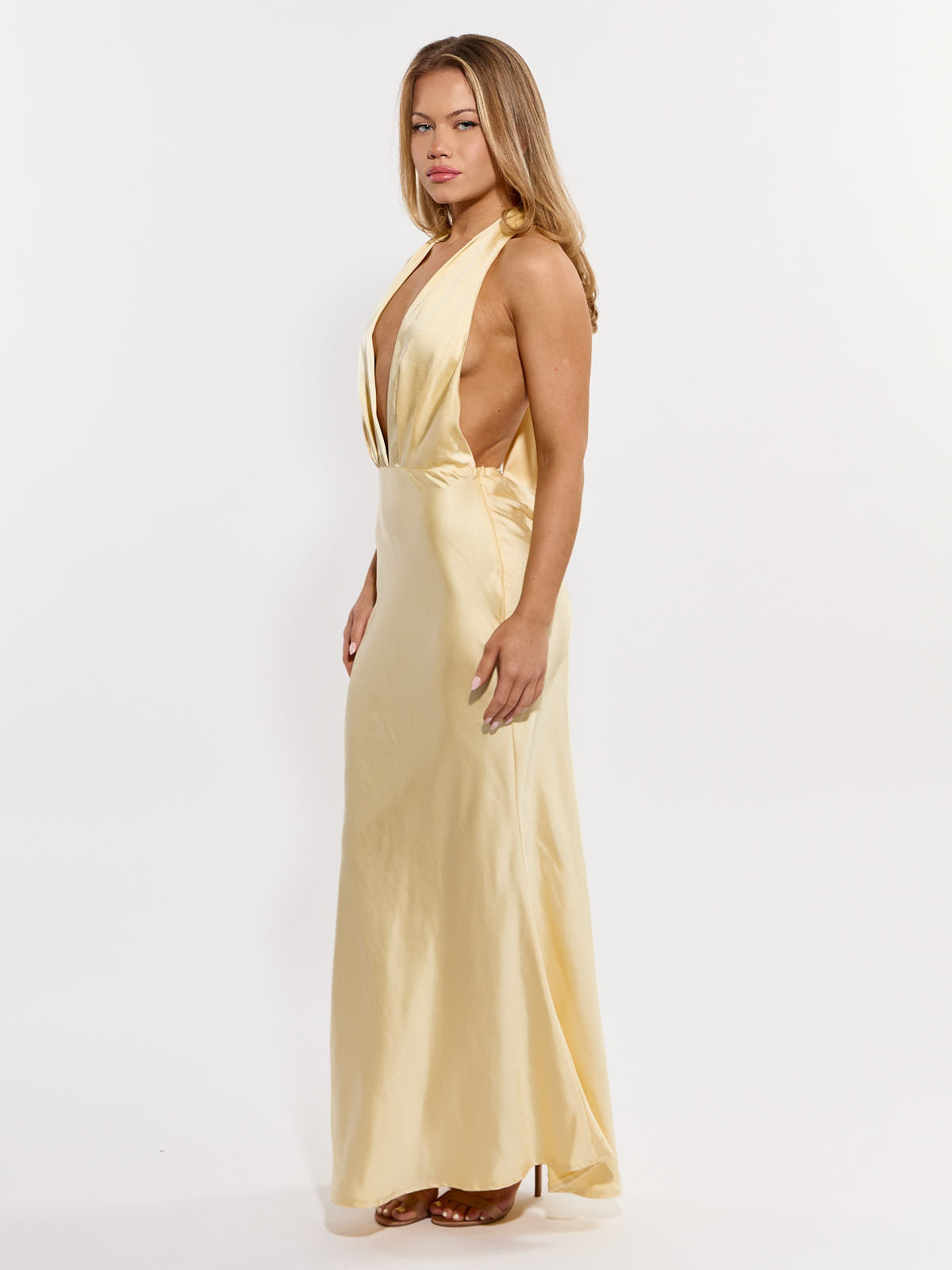 Valerie Satin Halter Dress