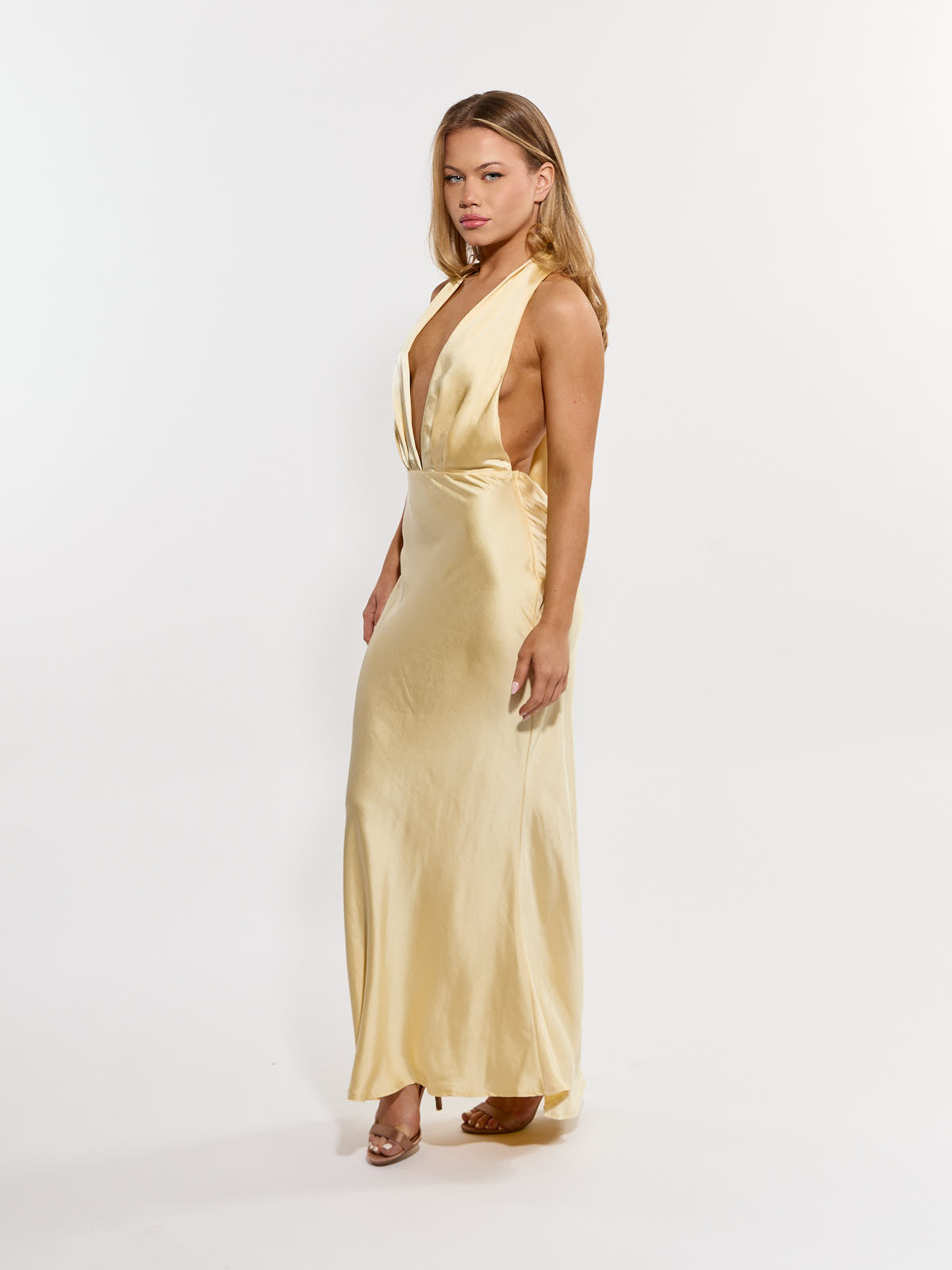 Valerie Satin Halter Dress