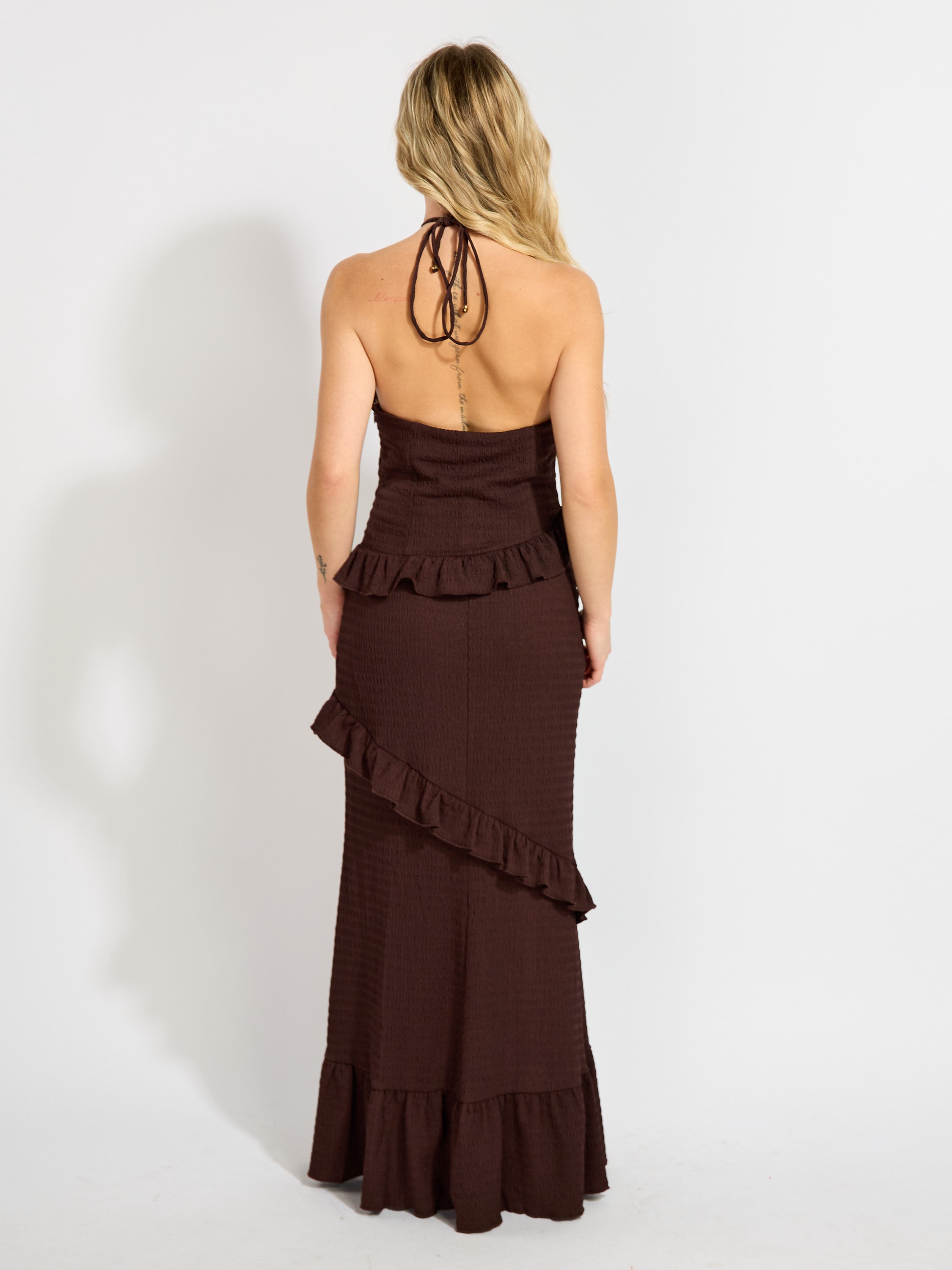 Miranda Halter Peep Maxi Dress
