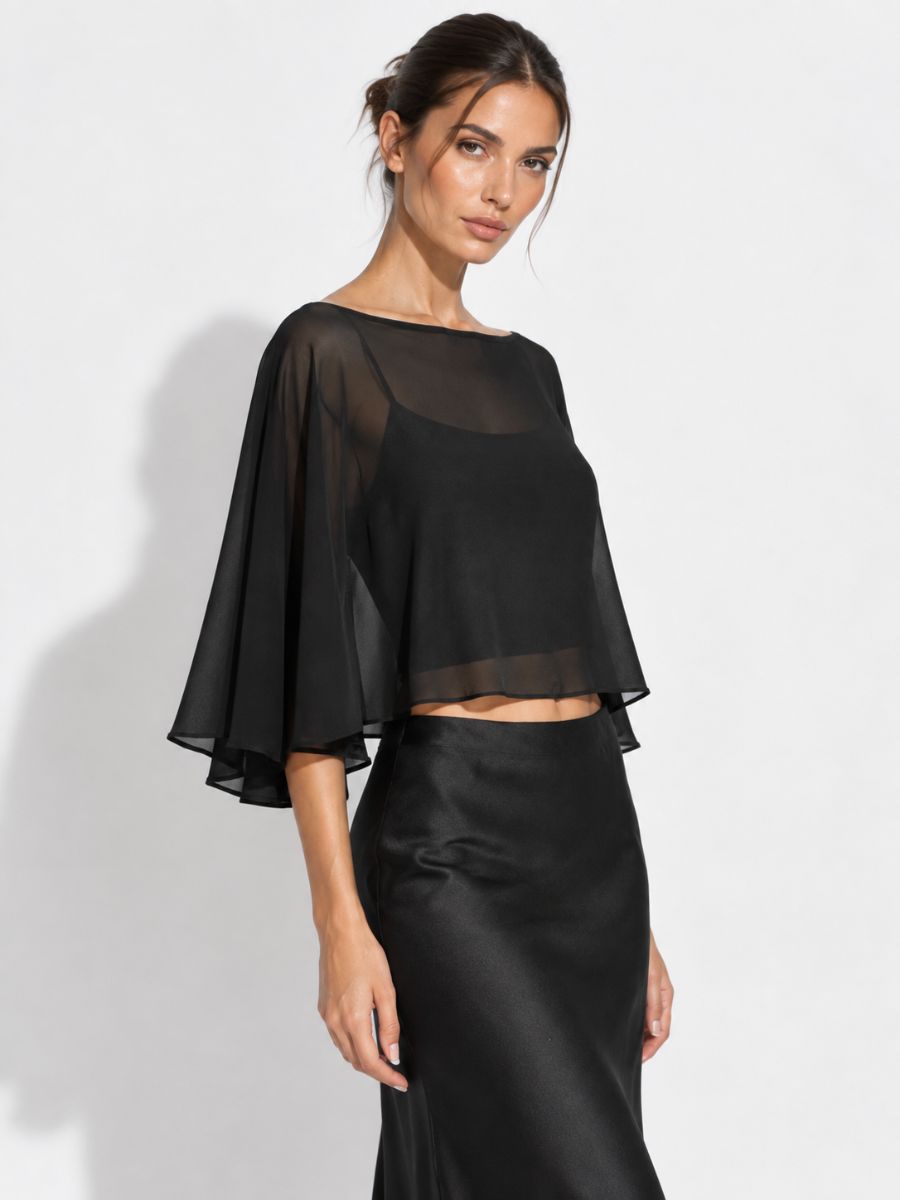 Cotton Candy Wren Cropped Mesh Cape