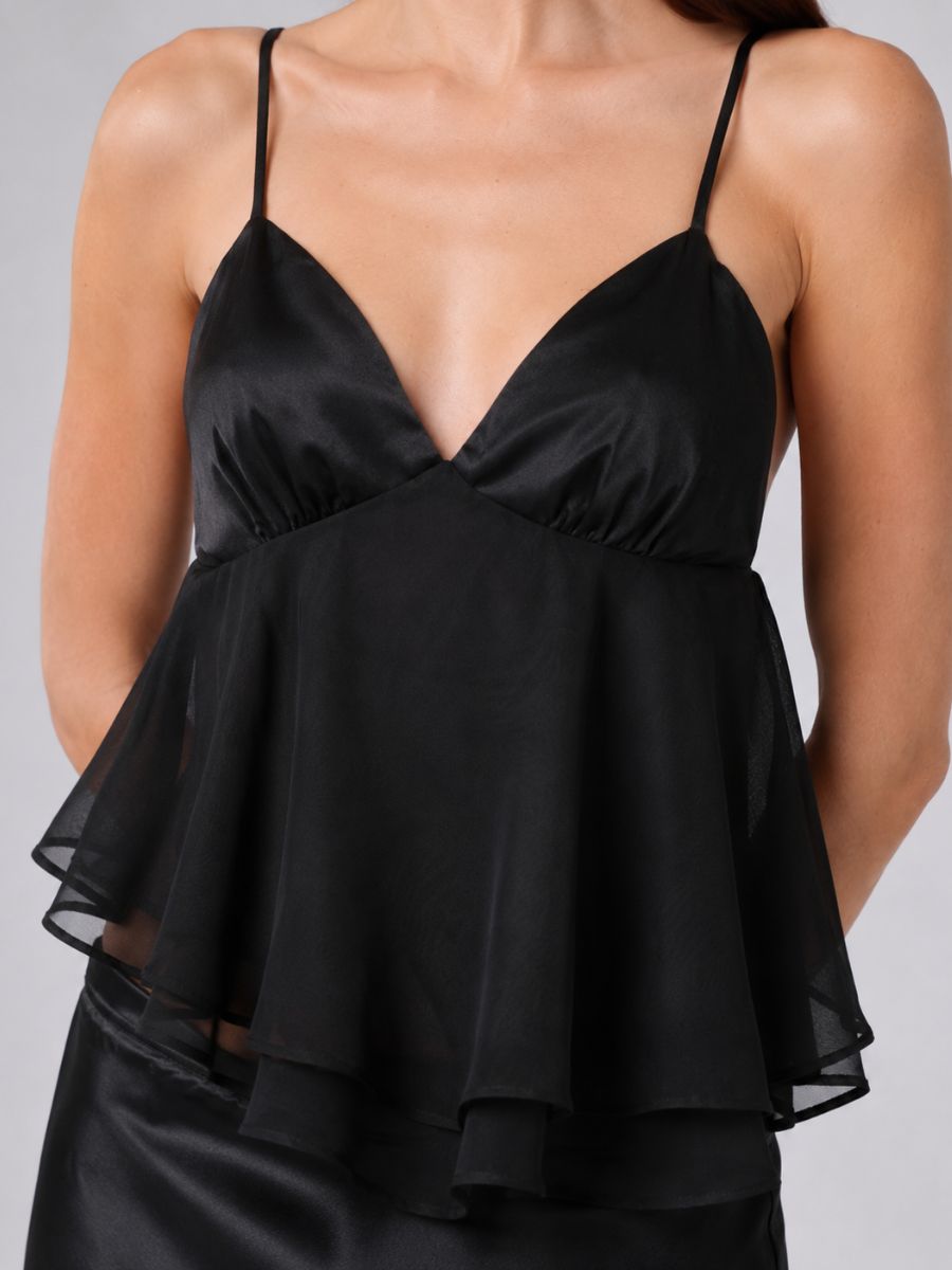 Quinn Satin + Chiffon Scarf Top