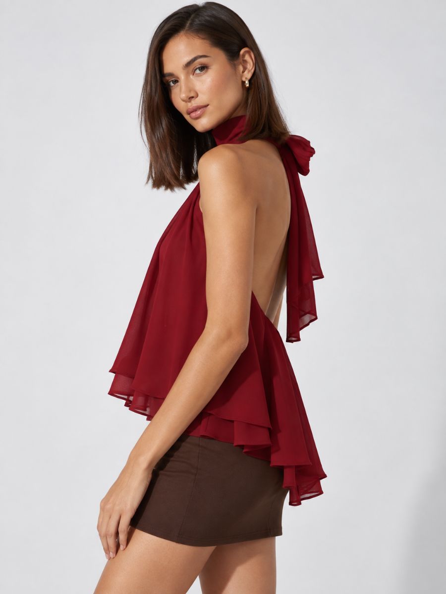 Bea High Neck Chiffon Blouse