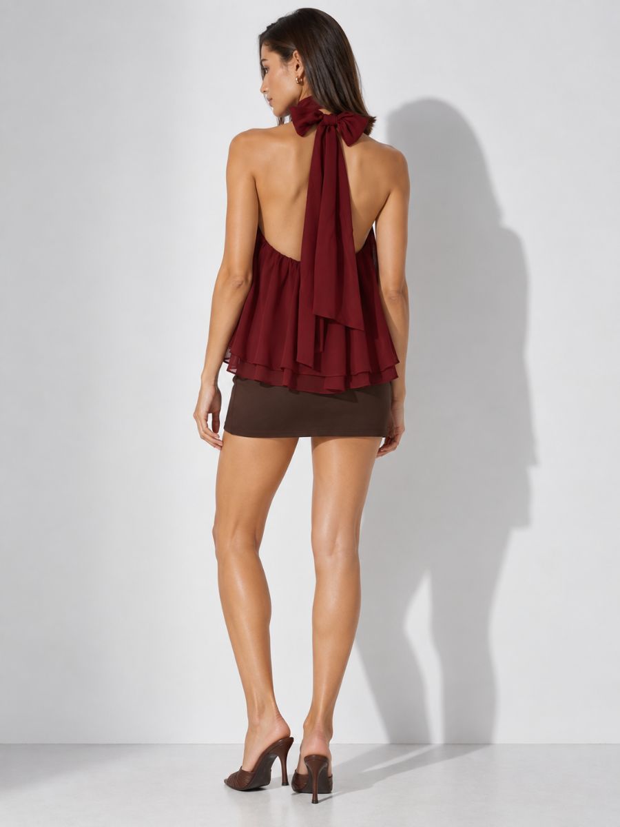 Bea High Neck Chiffon Blouse