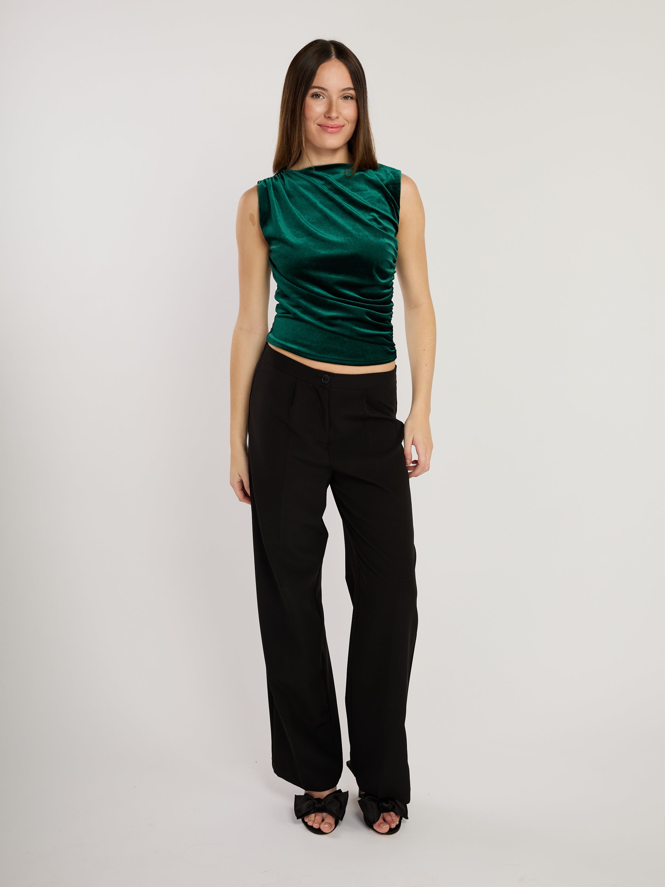 High Neck Velvet Top