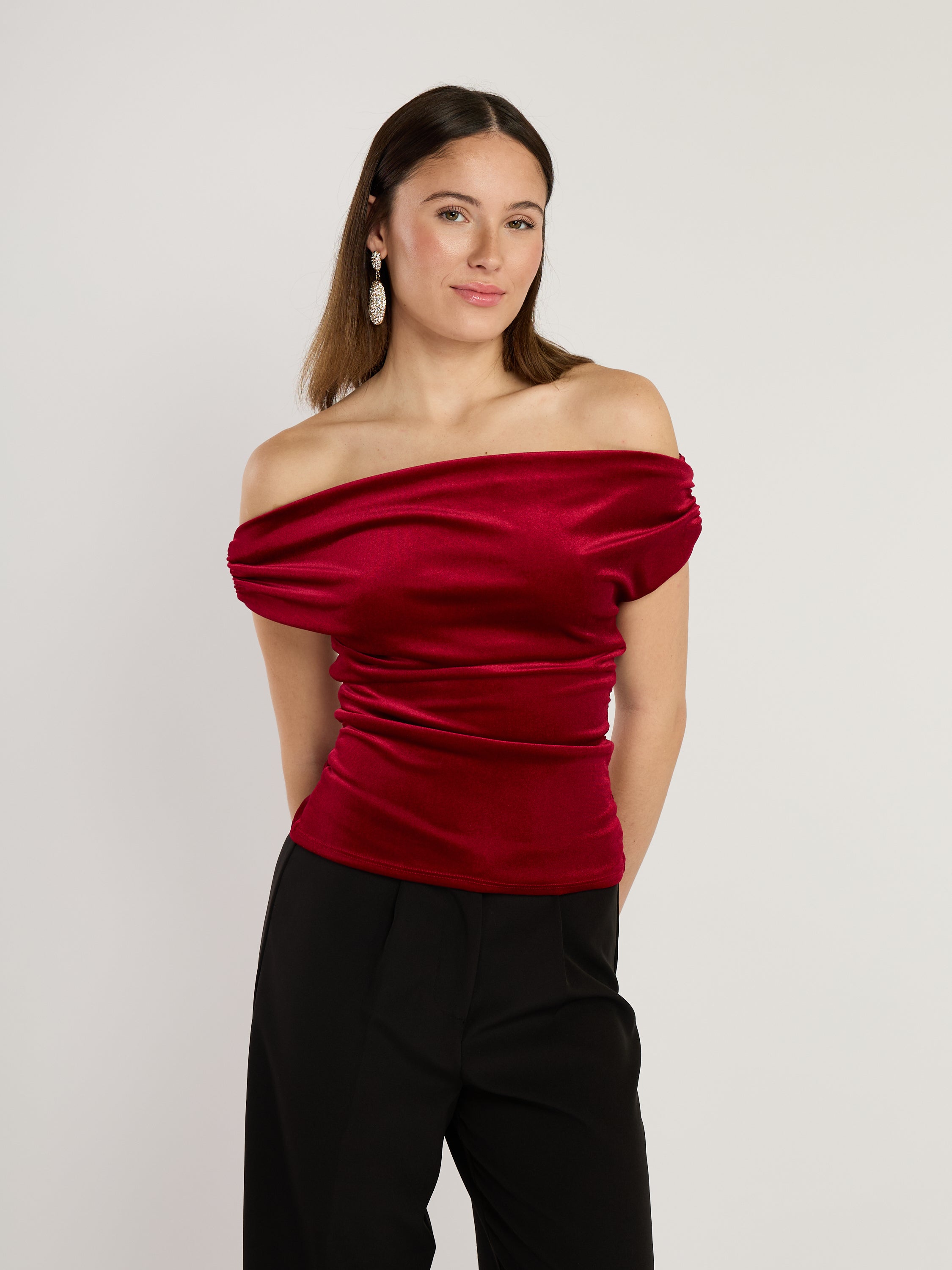 Arabella Off The Shoulder Velvet Top