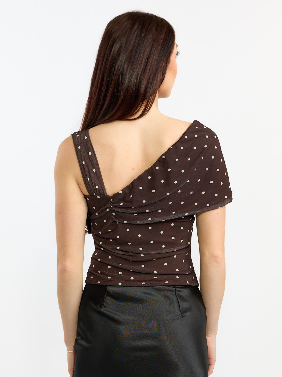 Monica Printed Mesh Off-the-Shoulder Top