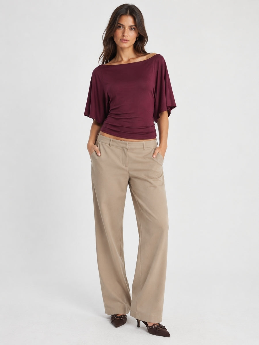 Ava Flutter Sleeve Tie Back Short Sleeve Knit Top