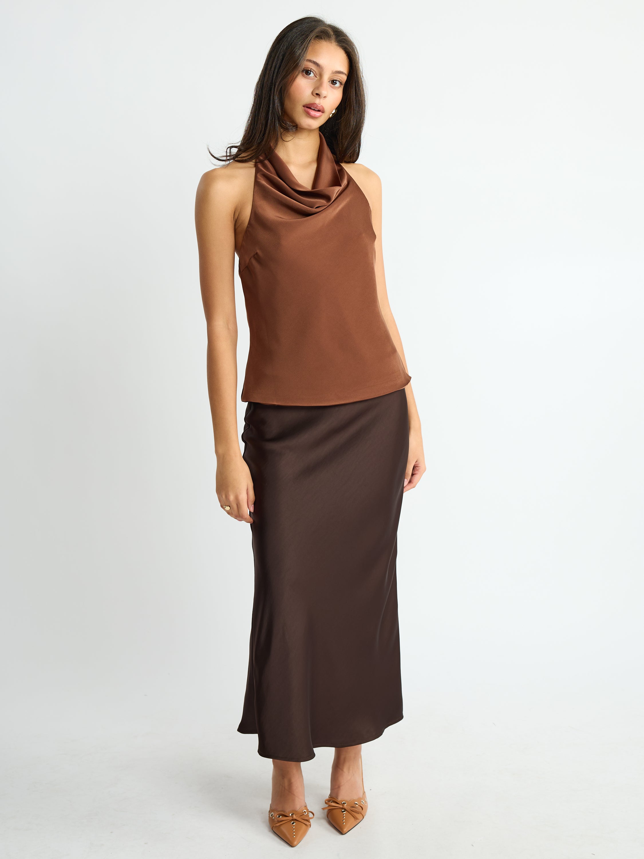 Nora Halter Satin Top