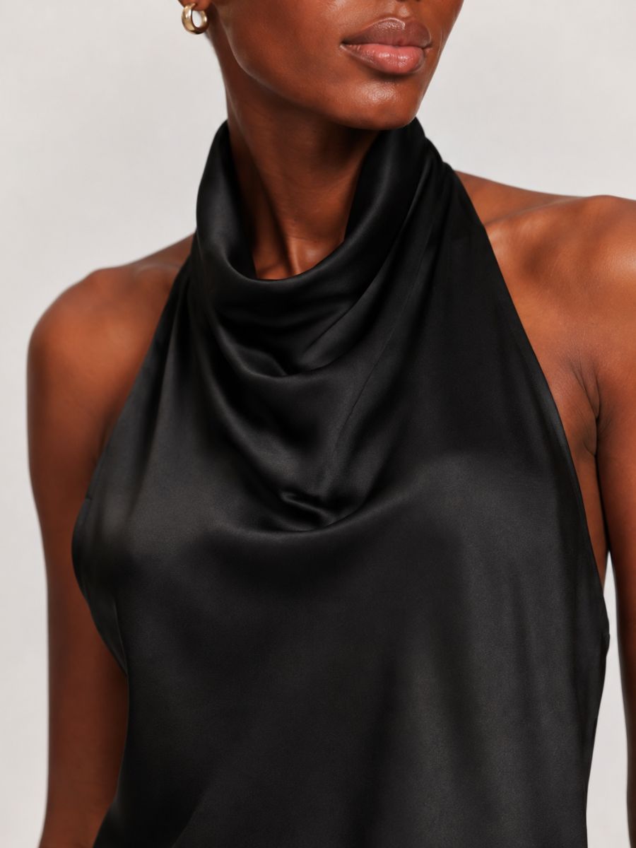 Nicola Satin Sleeveless Halter Top