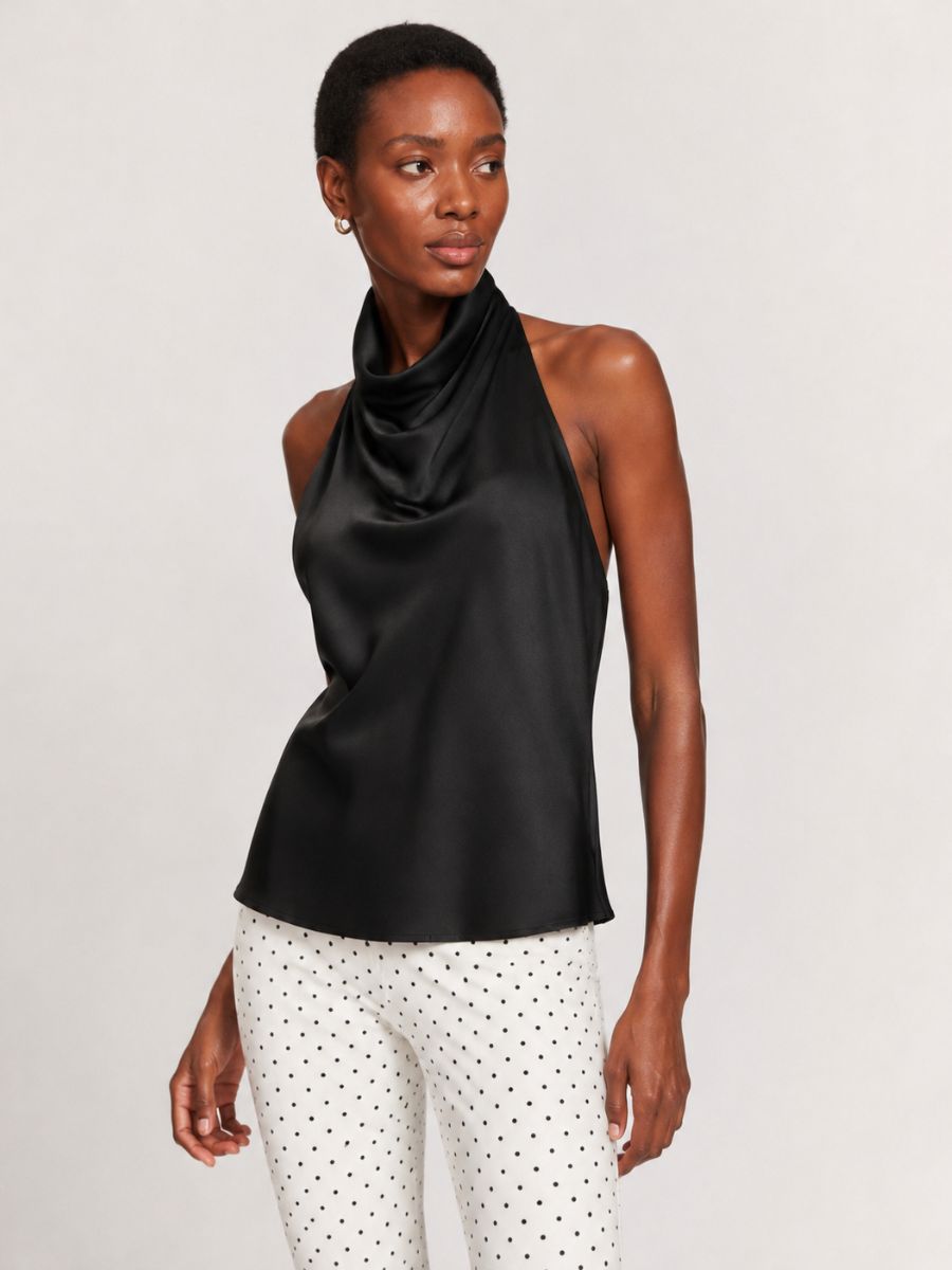 Nicola Satin Sleeveless Halter Top