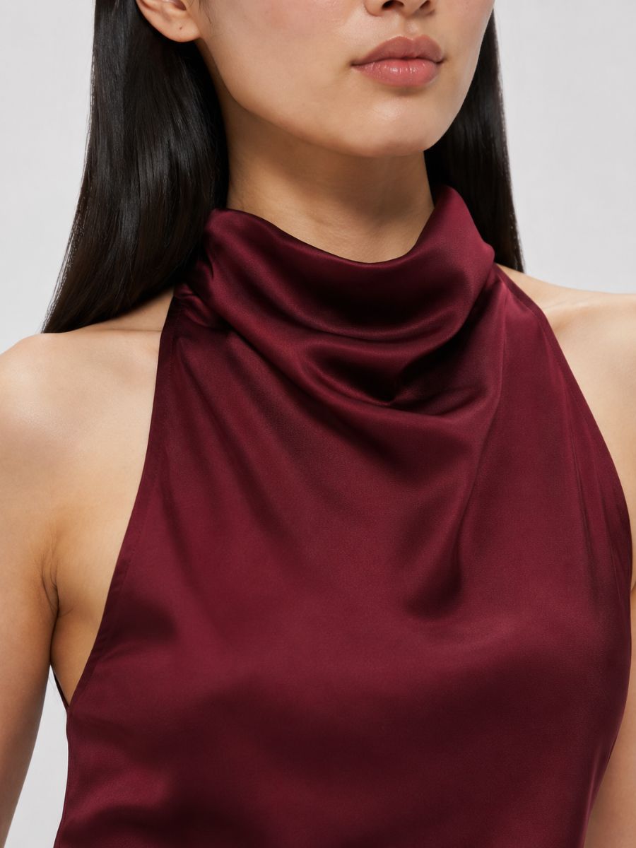 Nicola Satin Sleeveless Halter Top