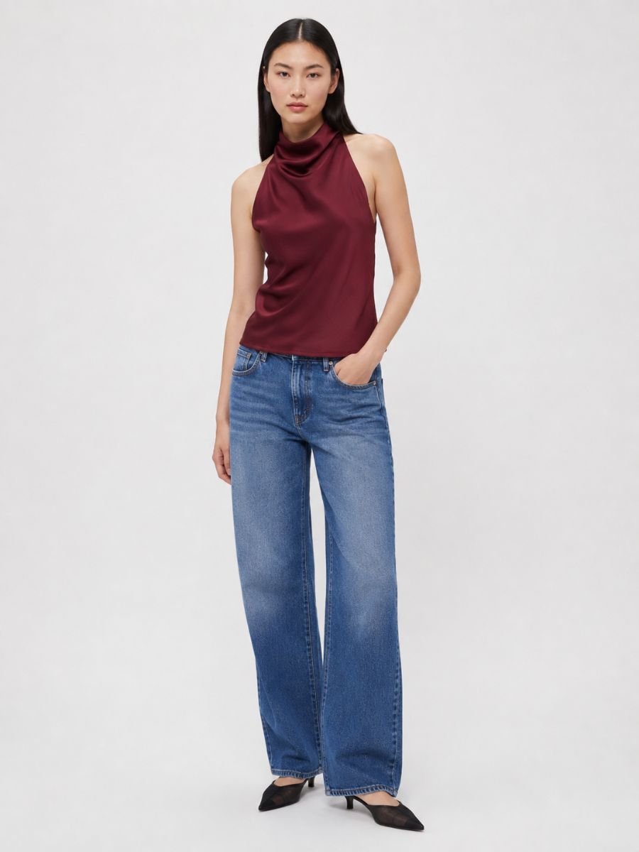Nicola Satin Sleeveless Halter Top