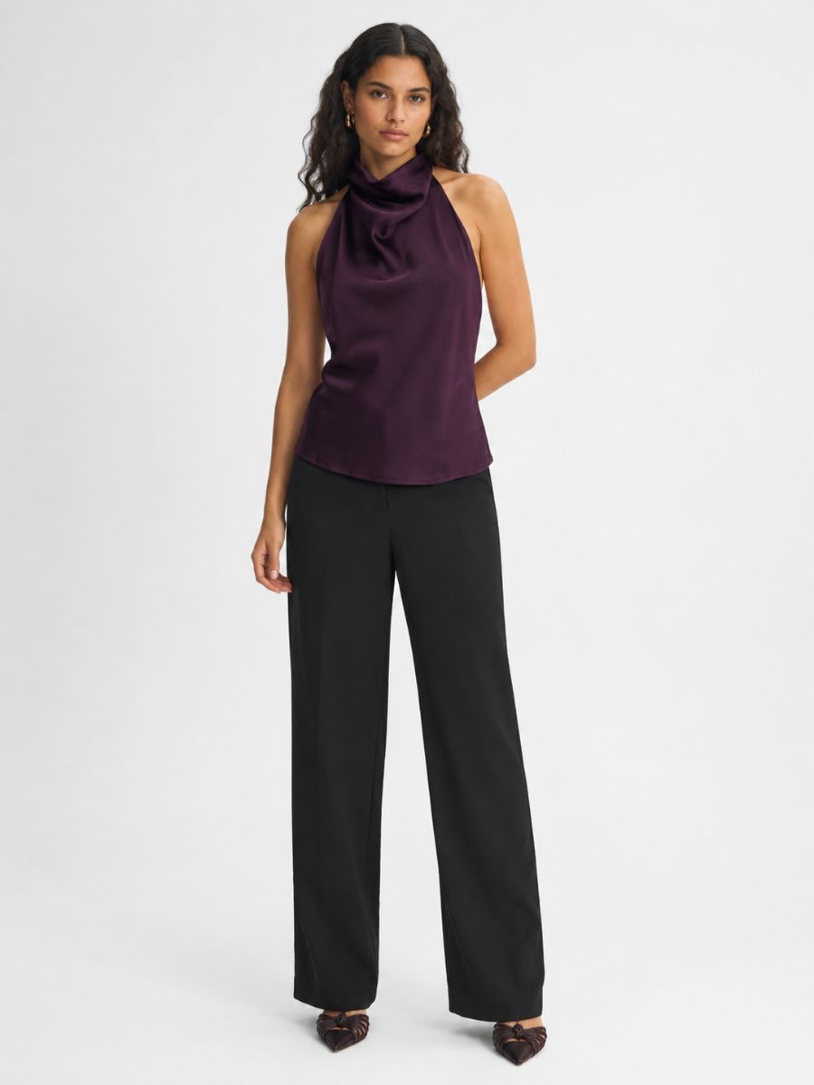 Nicola Satin Sleeveless Halter Top