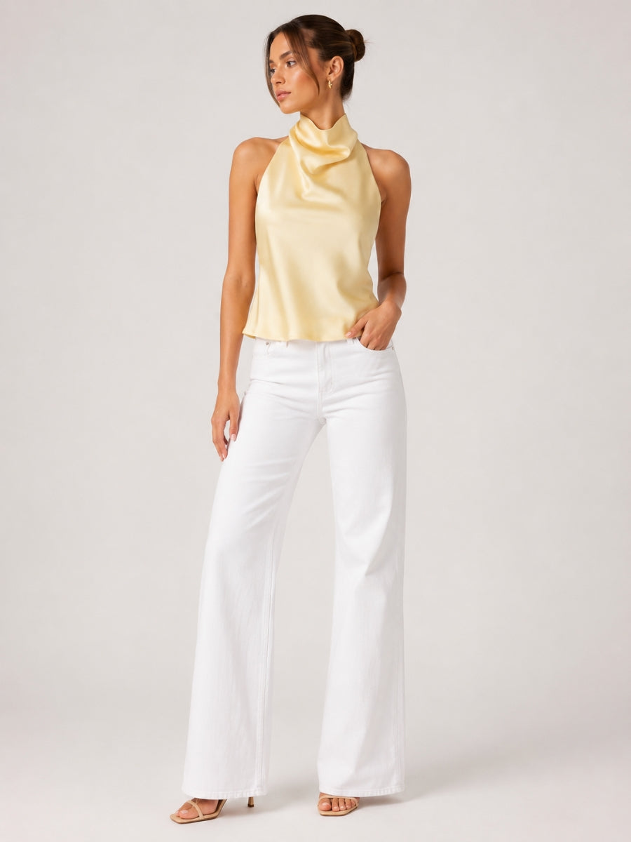 Nicola Satin Sleeveless Halter Top