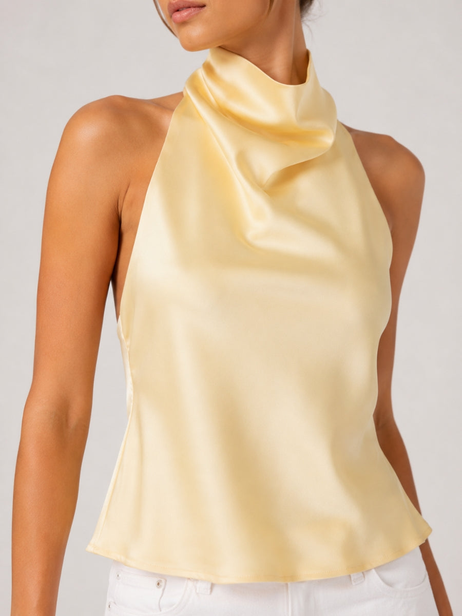 Nicola Satin Sleeveless Halter Top