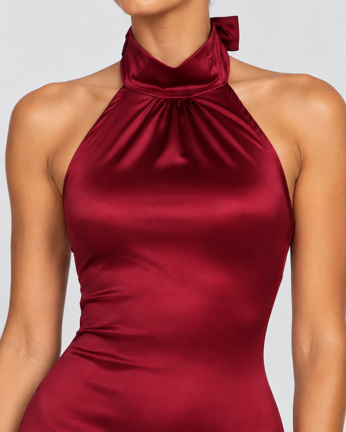 Arianna Halter Satin Mini Dress