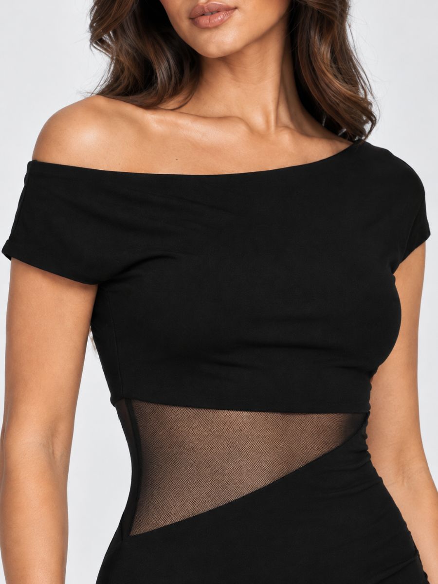 Veda Mesh Side Peep Mini Dress