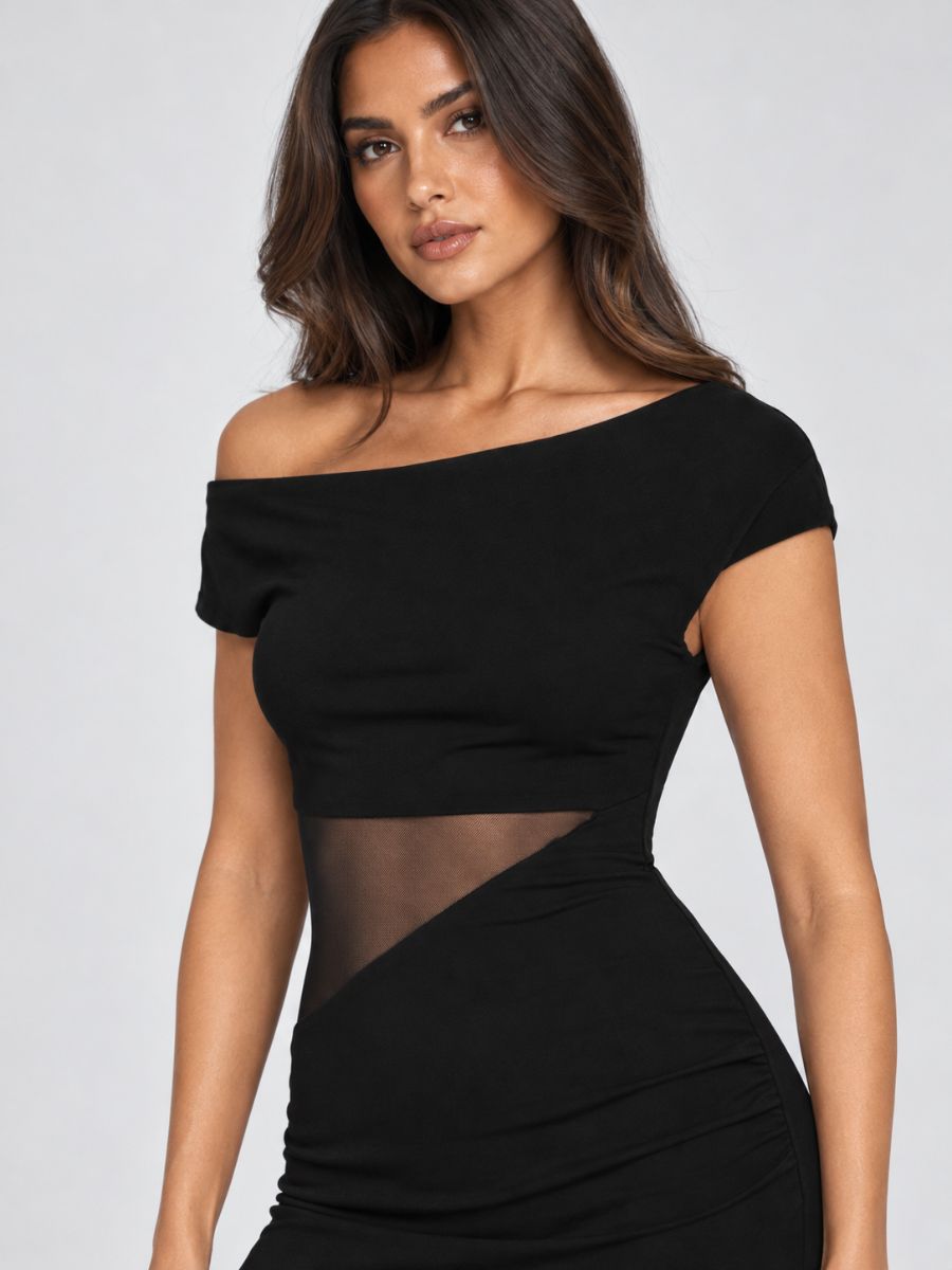 Veda Mesh Side Peep Mini Dress