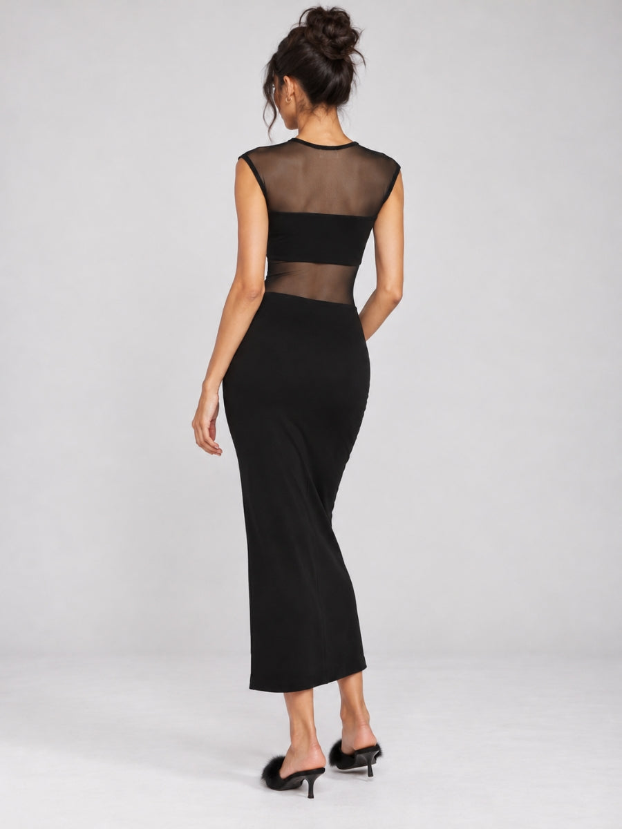 Violet Mesh Peep Midi Dress