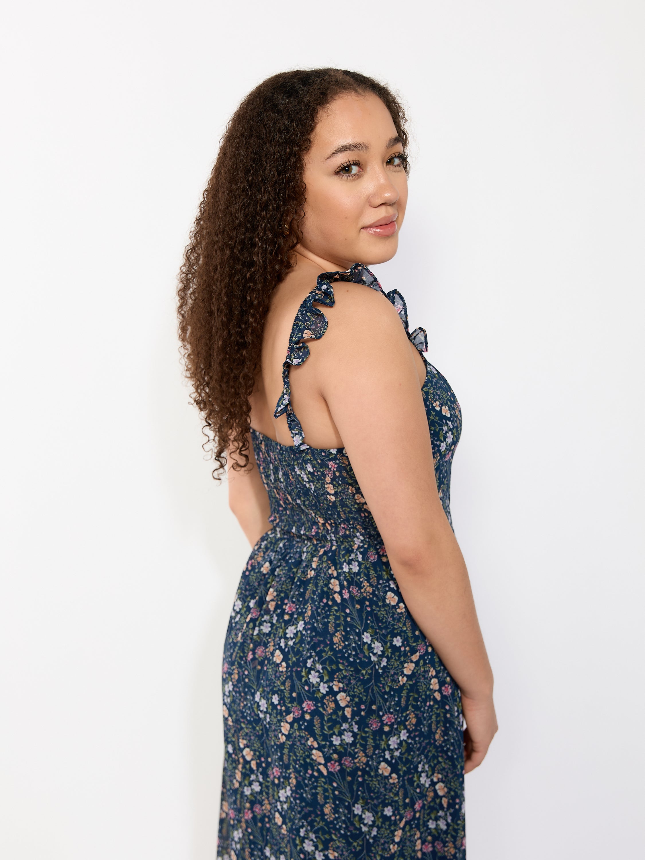 Brandi Ruffle Strap Midi Dress
