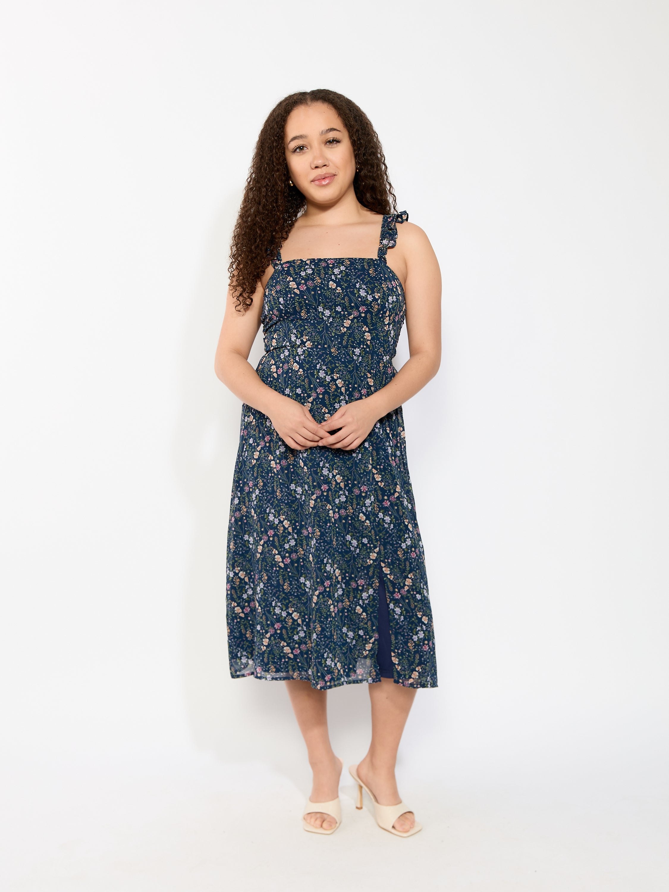 Brandi Ruffle Strap Midi Dress