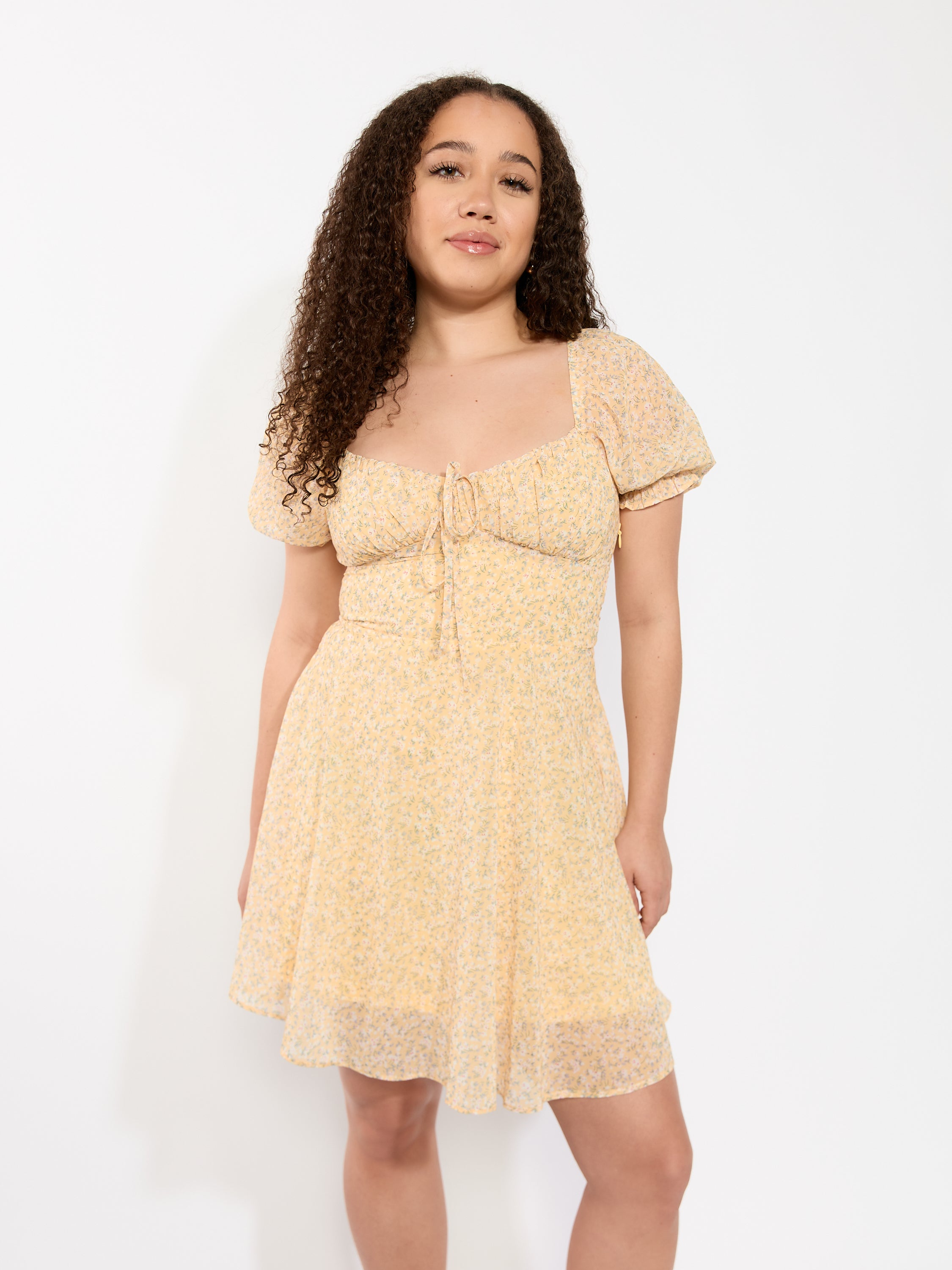 Floral Puff Sleeve Mini Dress