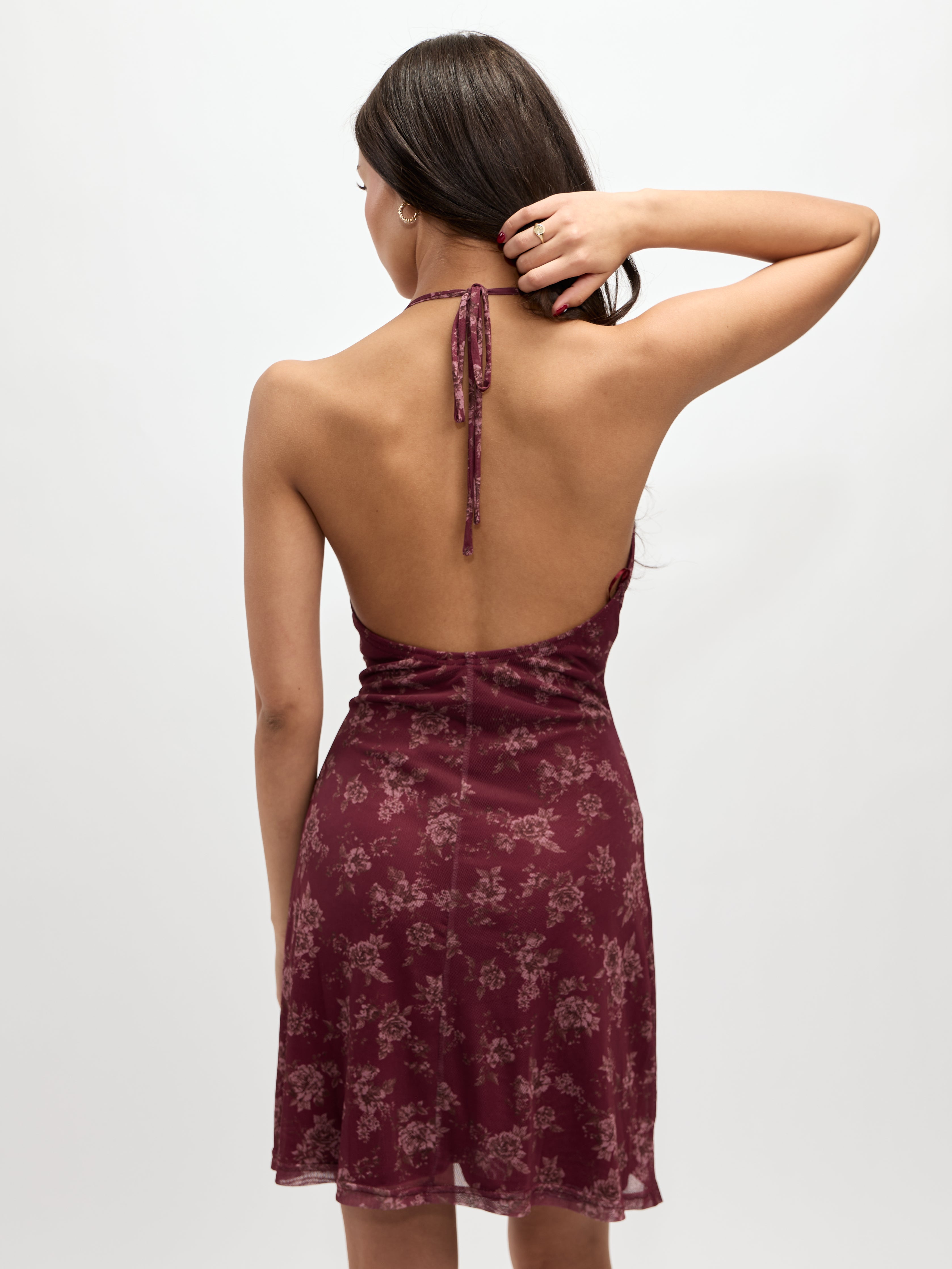 Greta Mesh Halter Mini Dress