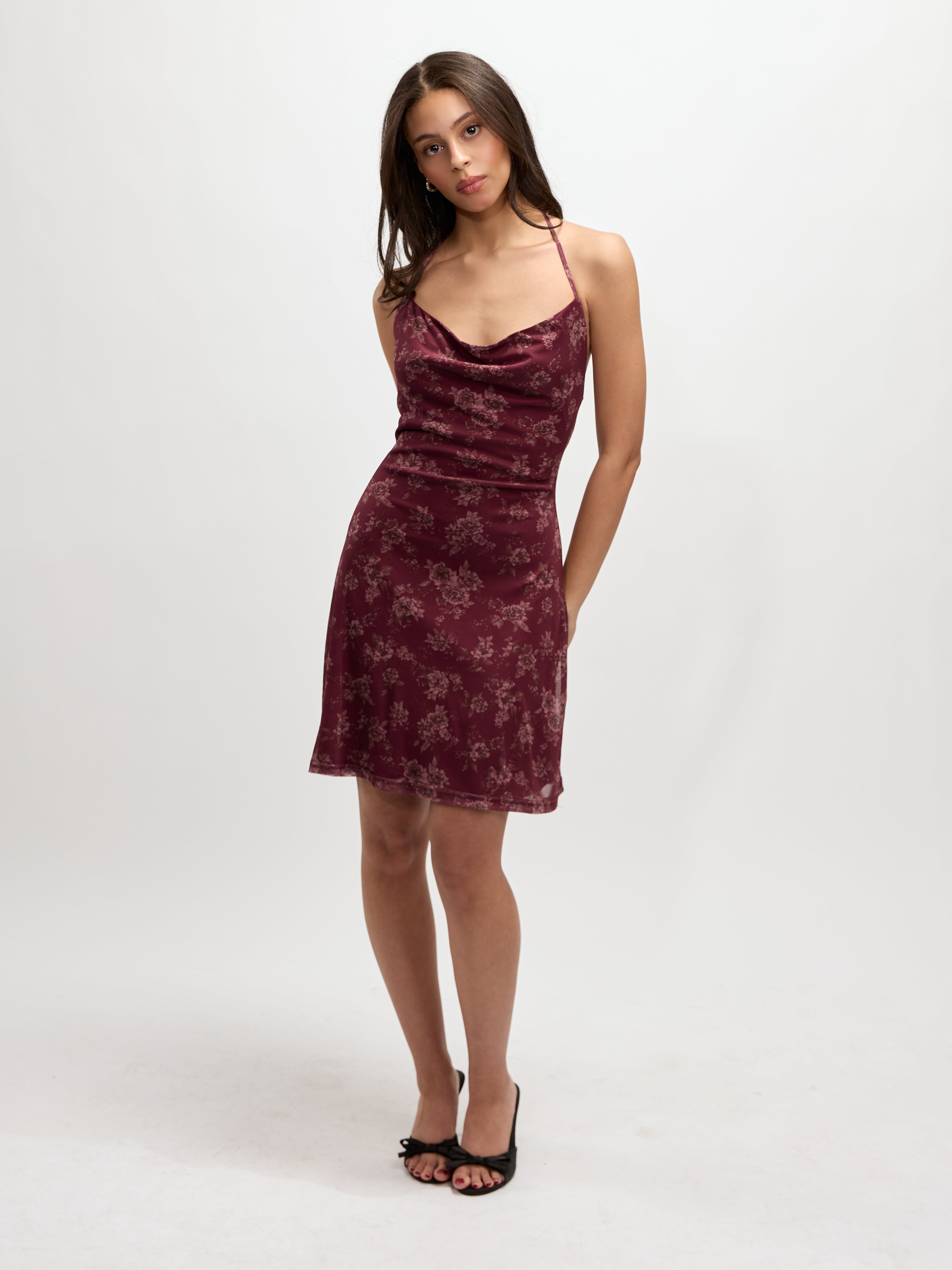 Greta Mesh Halter Mini Dress