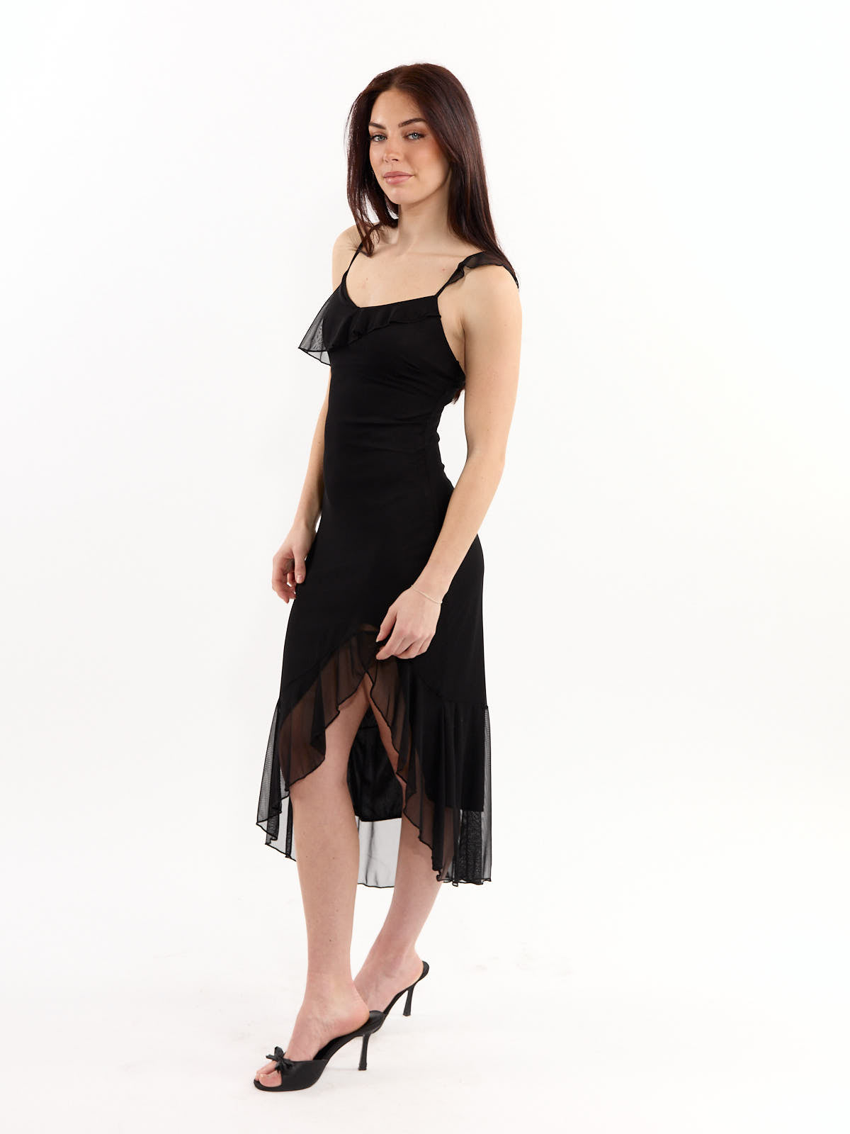 Solenne Ruffle Mesh Midi Dress