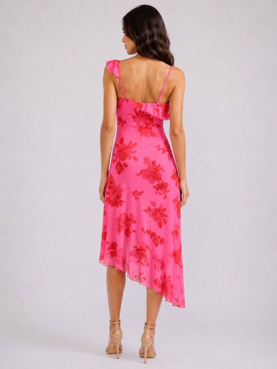 Solenee Ruffle Mesh Midi Dress