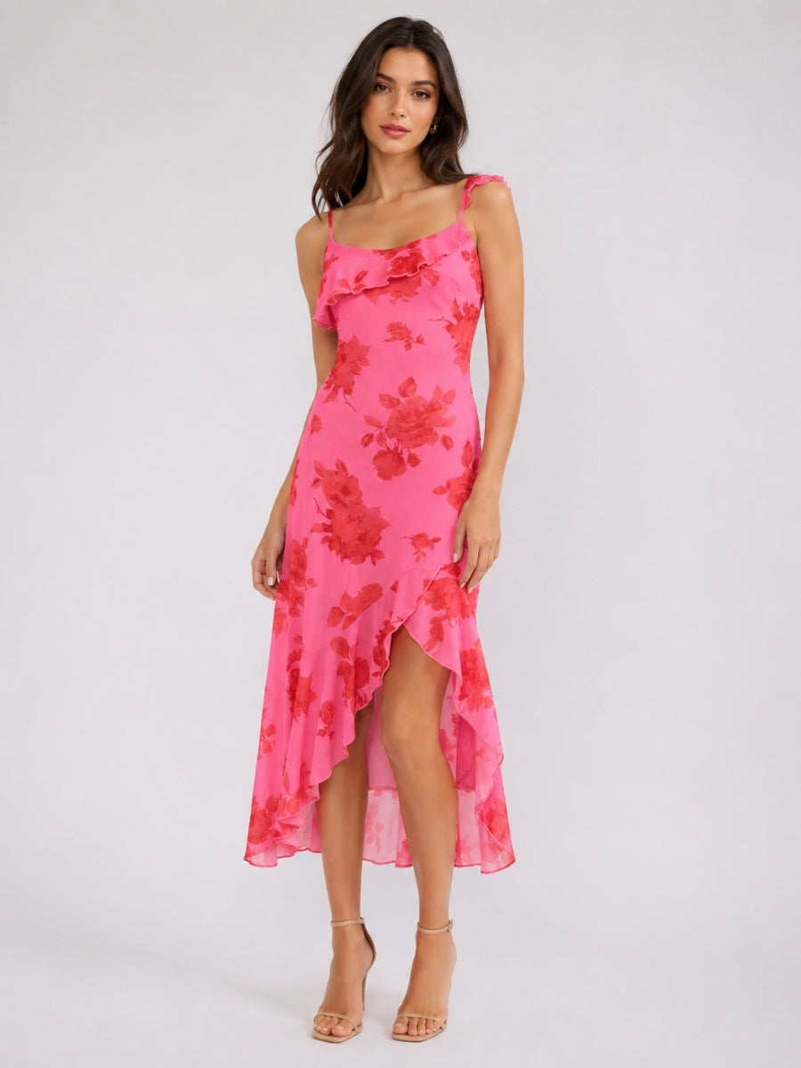 Solenee Ruffle Mesh Midi Dress