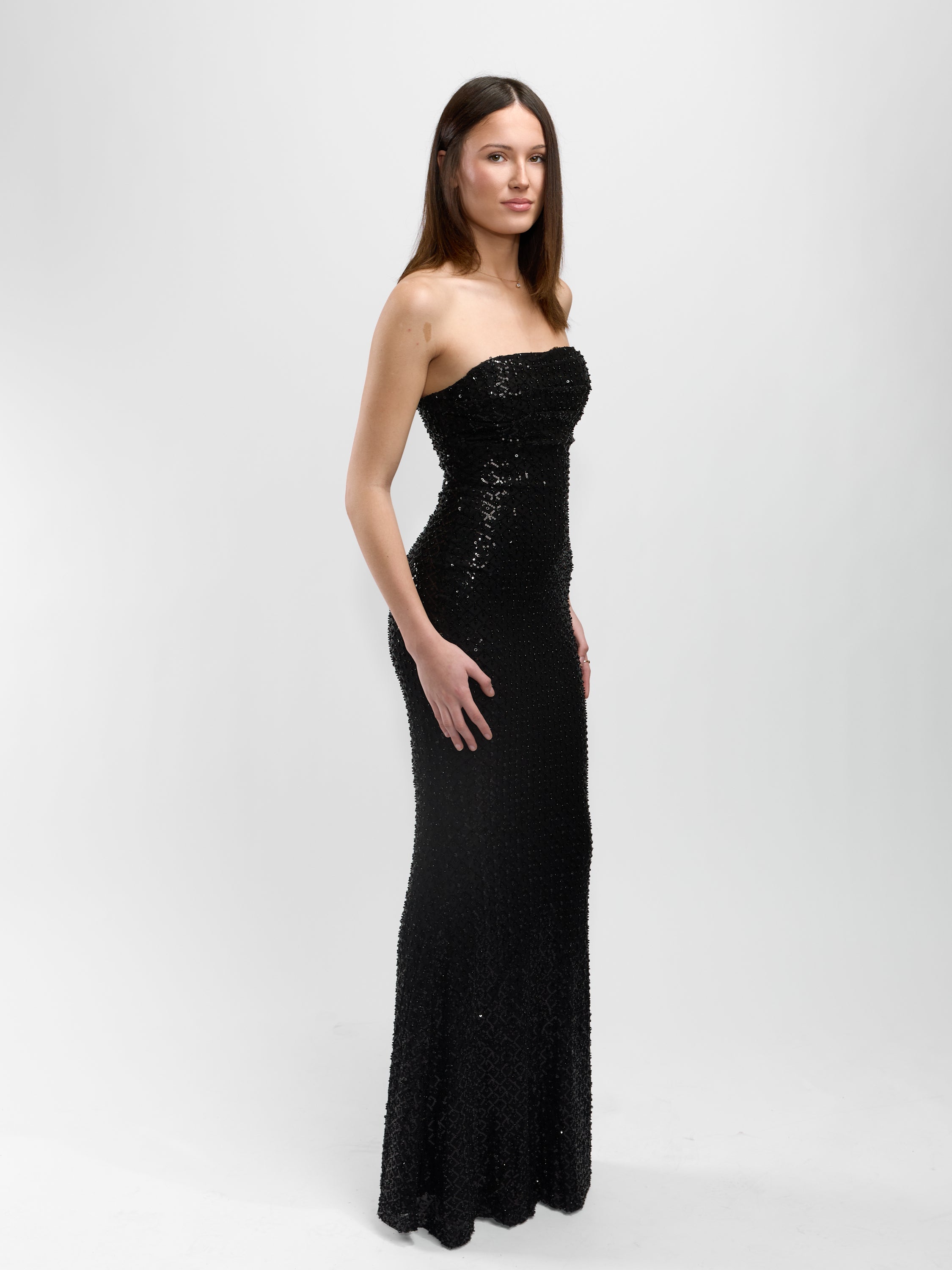 Judy Beaded Strapless Maxi Dress