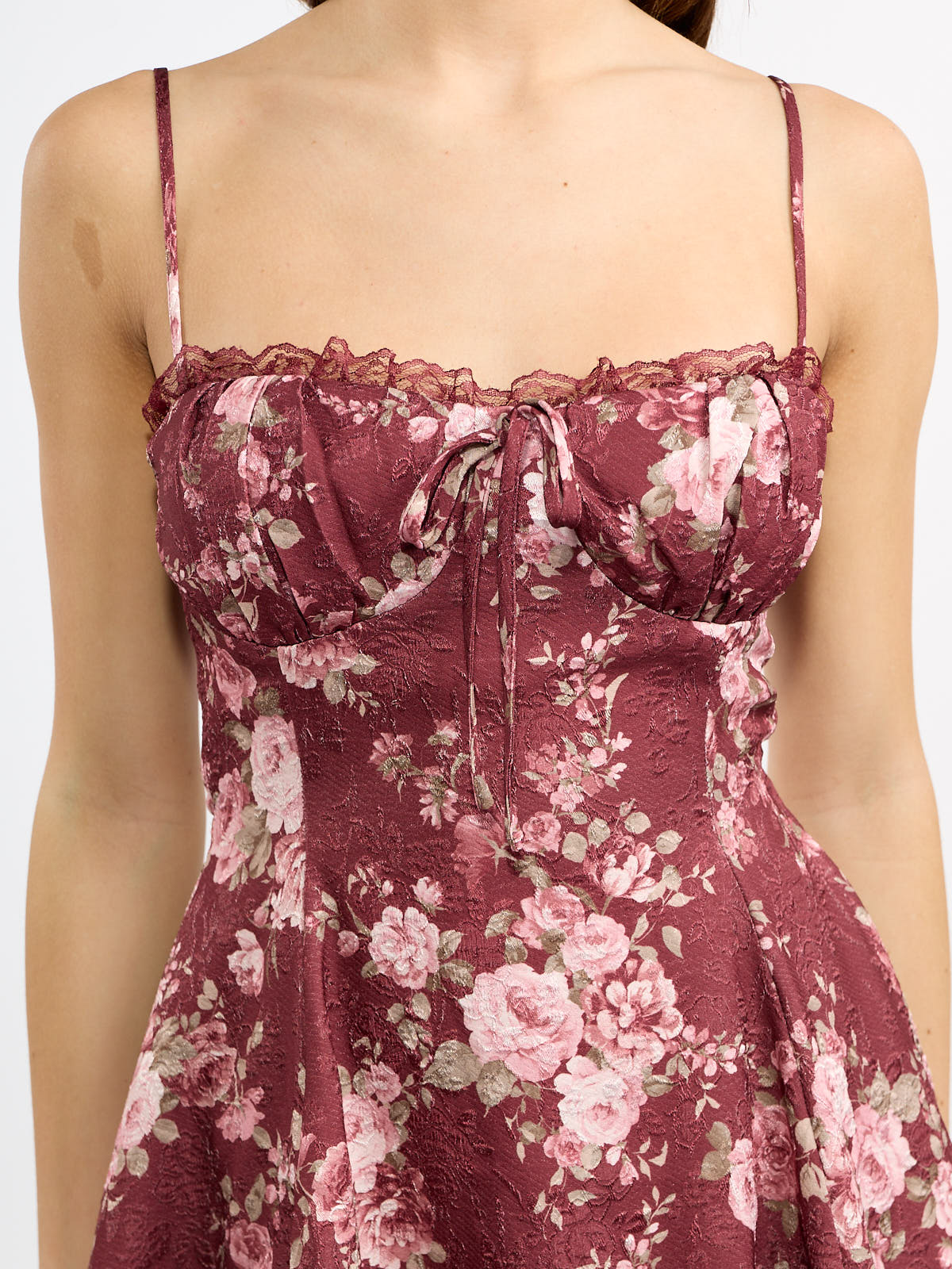 Stassi Jacquard Corset Spaghetti Strap Mini Dress