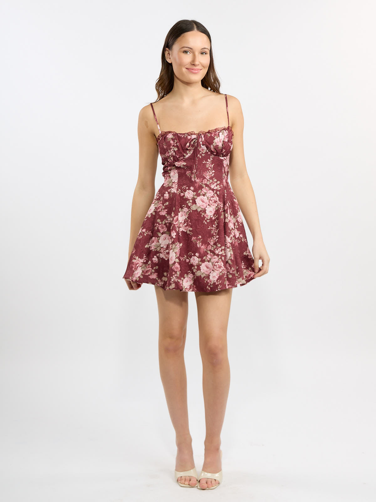 Stassi Jacquard Corset Spaghetti Strap Mini Dress