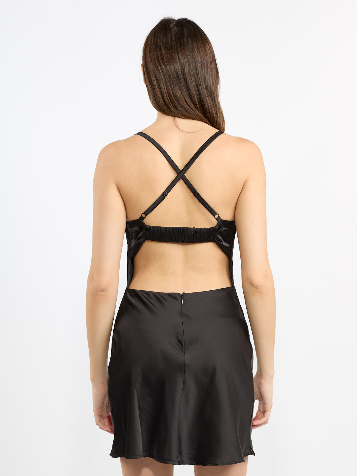 Athena Satin Spaghetti Strap Tie Back Dress