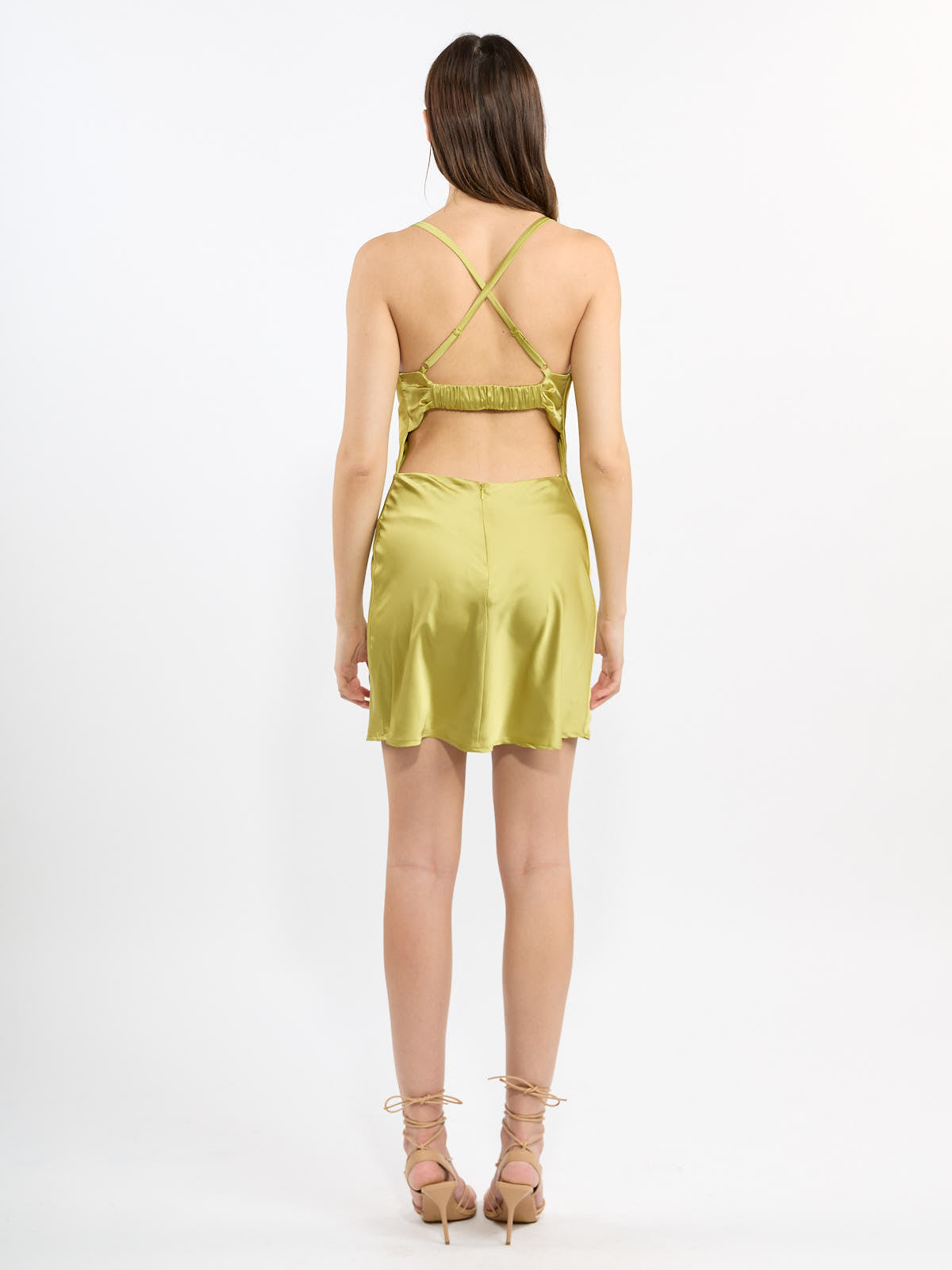 Athena Satin Spaghetti Strap Tie Back Dress