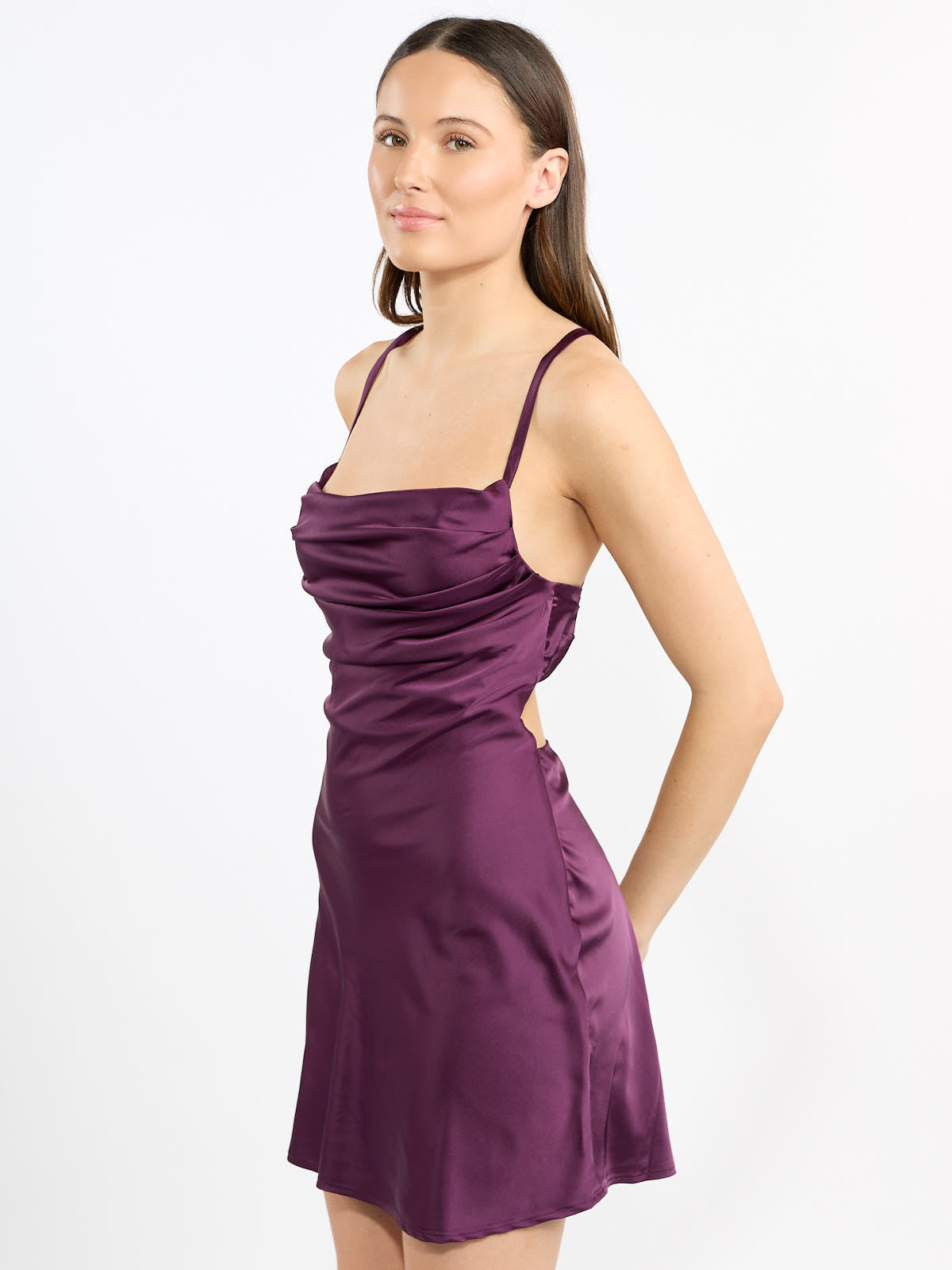 Athena Satin Spaghetti Strap Tie Back Dress