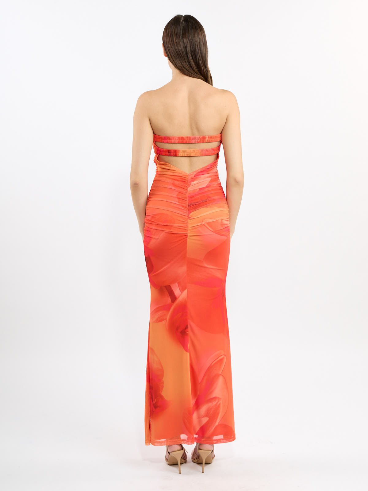 Lida Strap Back Strapless Mesh Dress