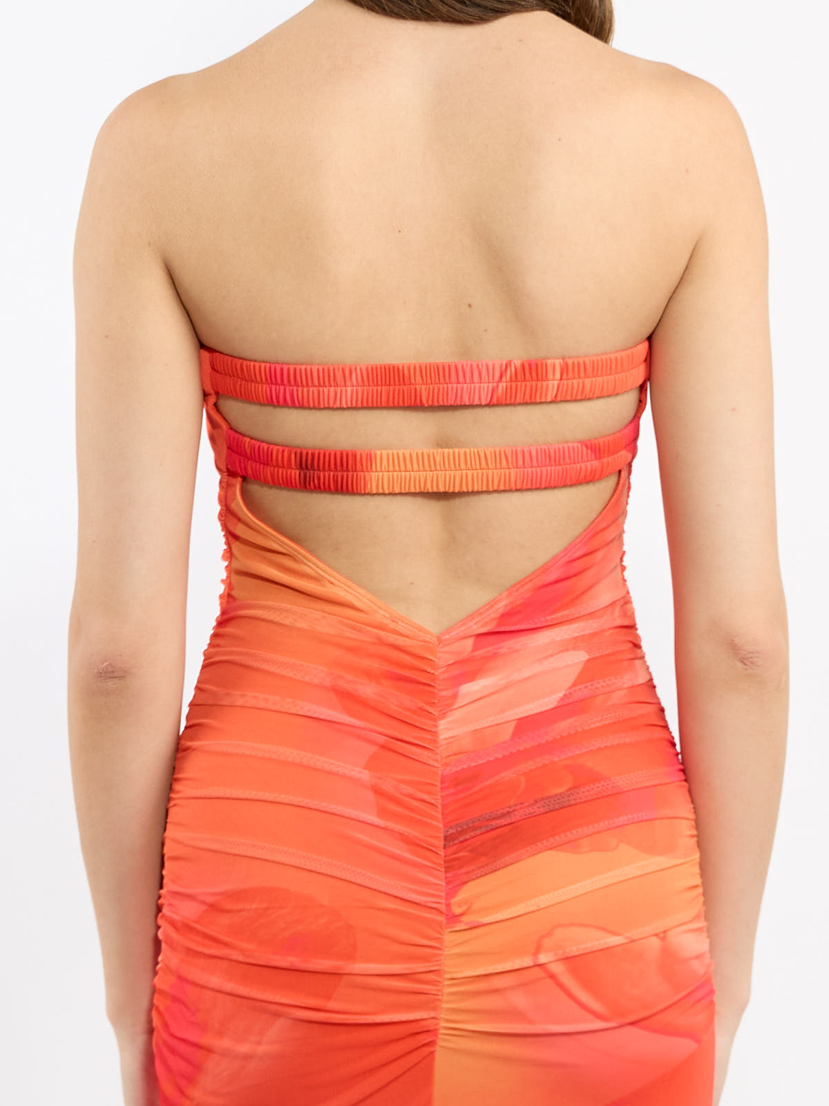 Lida Strap Back Strapless Mesh Dress